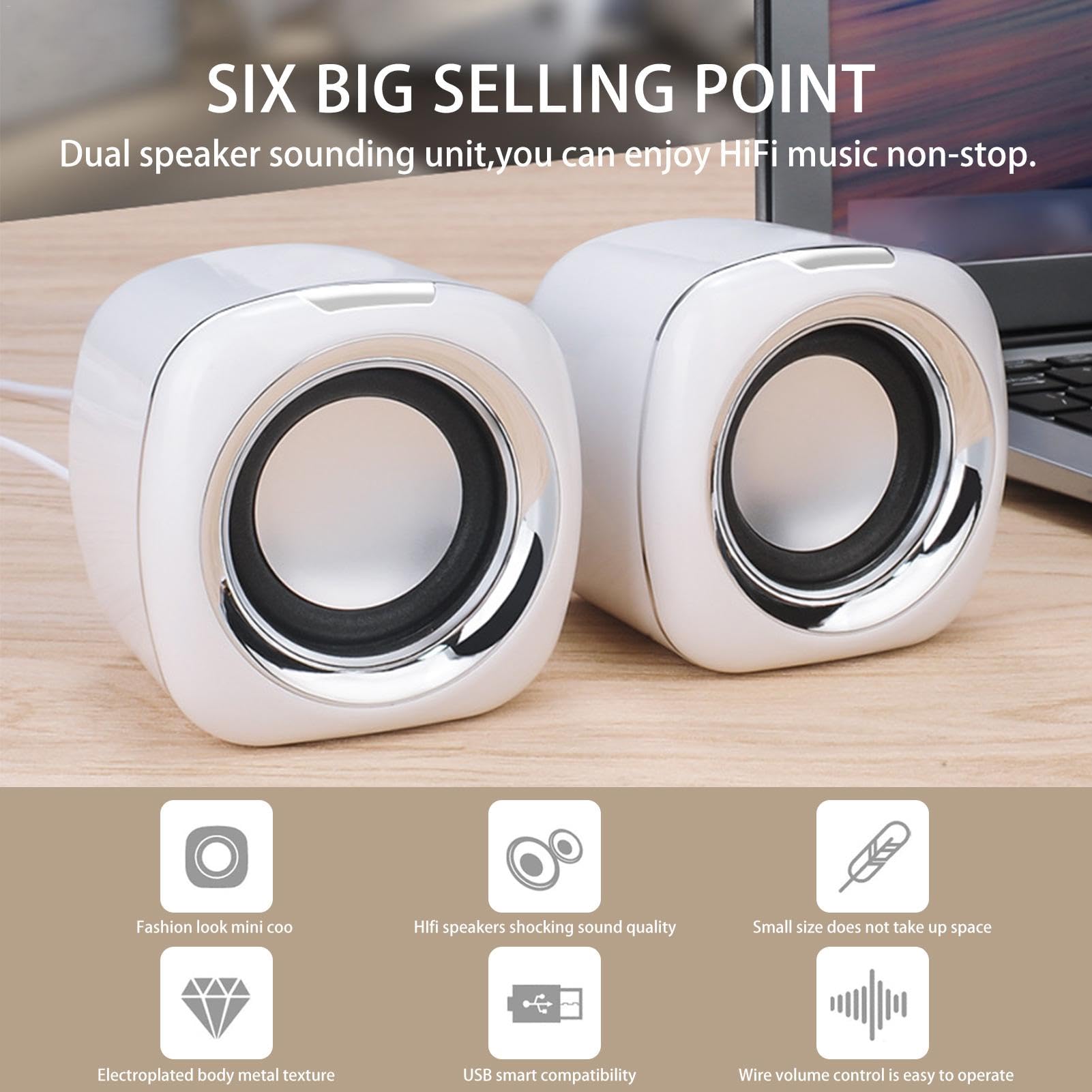 Portable USB Powered Stereo Speaker System - High Quality Desktop & Laptop Speakers with Anti-Interference Technology | Compatible with Smartphones, Tablets, MP3 Players & Computers | Perfect for Home Office, Gaming & Music Listening