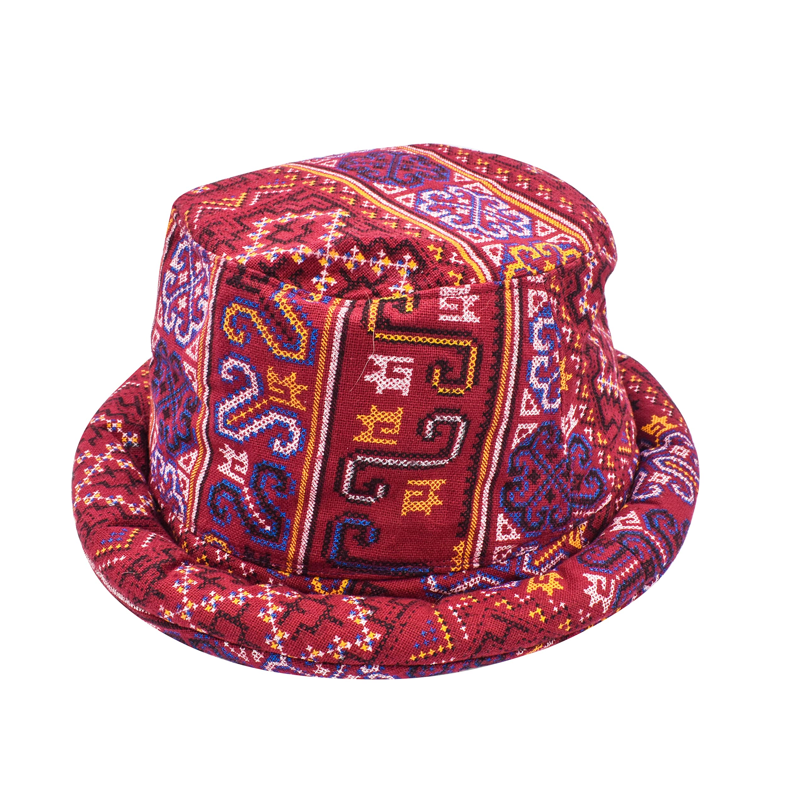 Stylish Bucket Hat for Men & Women - Colorful Bohemian Tribal Festival Hat - Hippie & Hipster Fashion Accessory - Perfect for Burning Man, Music Festivals & Outdoor Adventures - Funky Purple & Gold Design