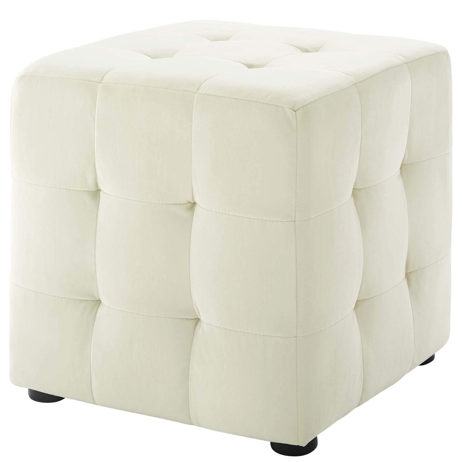 Modern Velvet Accent Chair with Ottoman - Contemporary Living Room Lounge Chair in Ivory White - Perfect for Home Decor, Reading Nook & Cozy Sitting Area