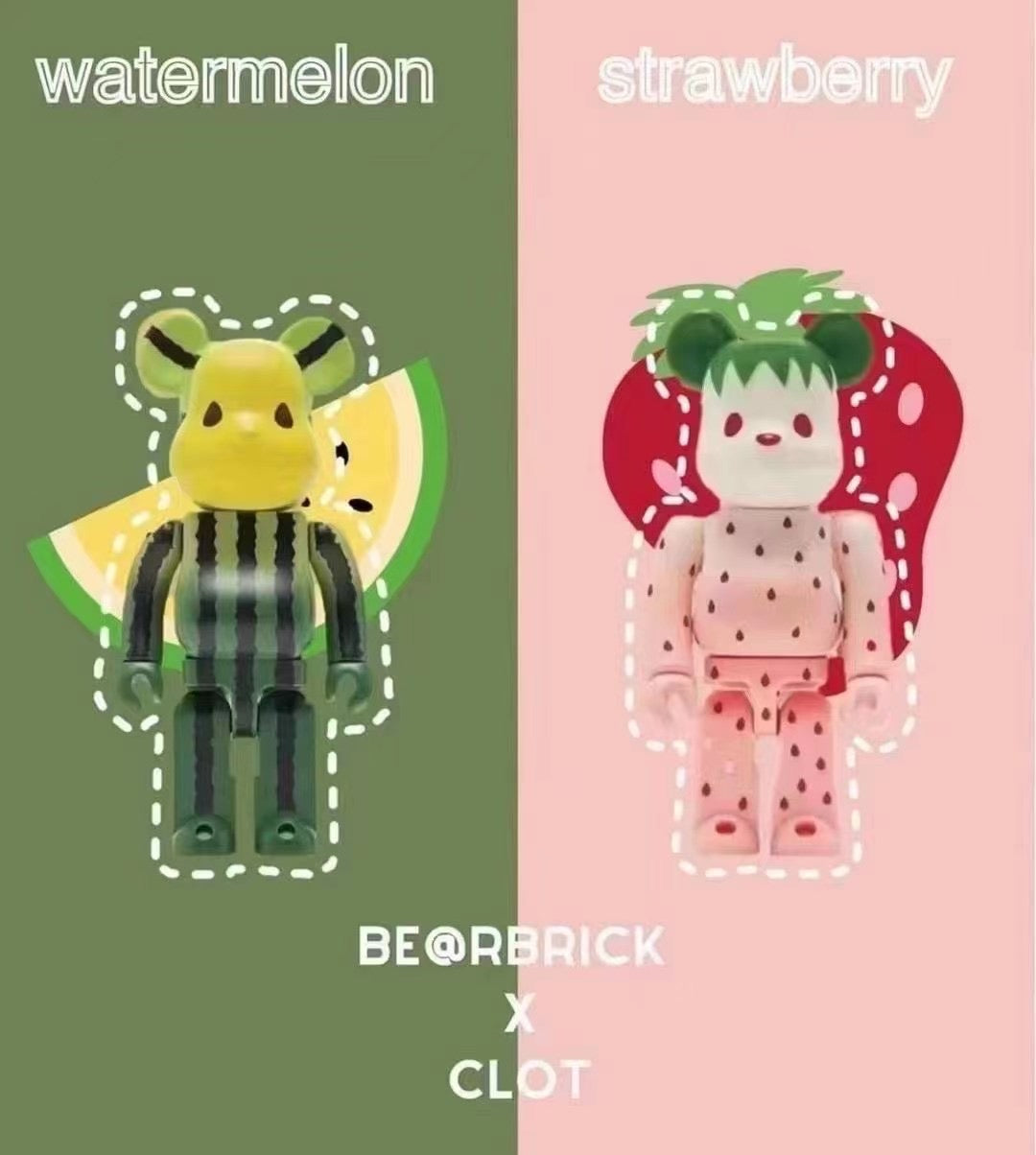 MEDICOM TOY BE@RBRICK Clot Watermelon & Strawberry 1000% Collectible Figure Set - Limited Edition Bearbrick for Display & Investment | Perfect for Home Decor, Office Collection, and Anime Enthusiasts