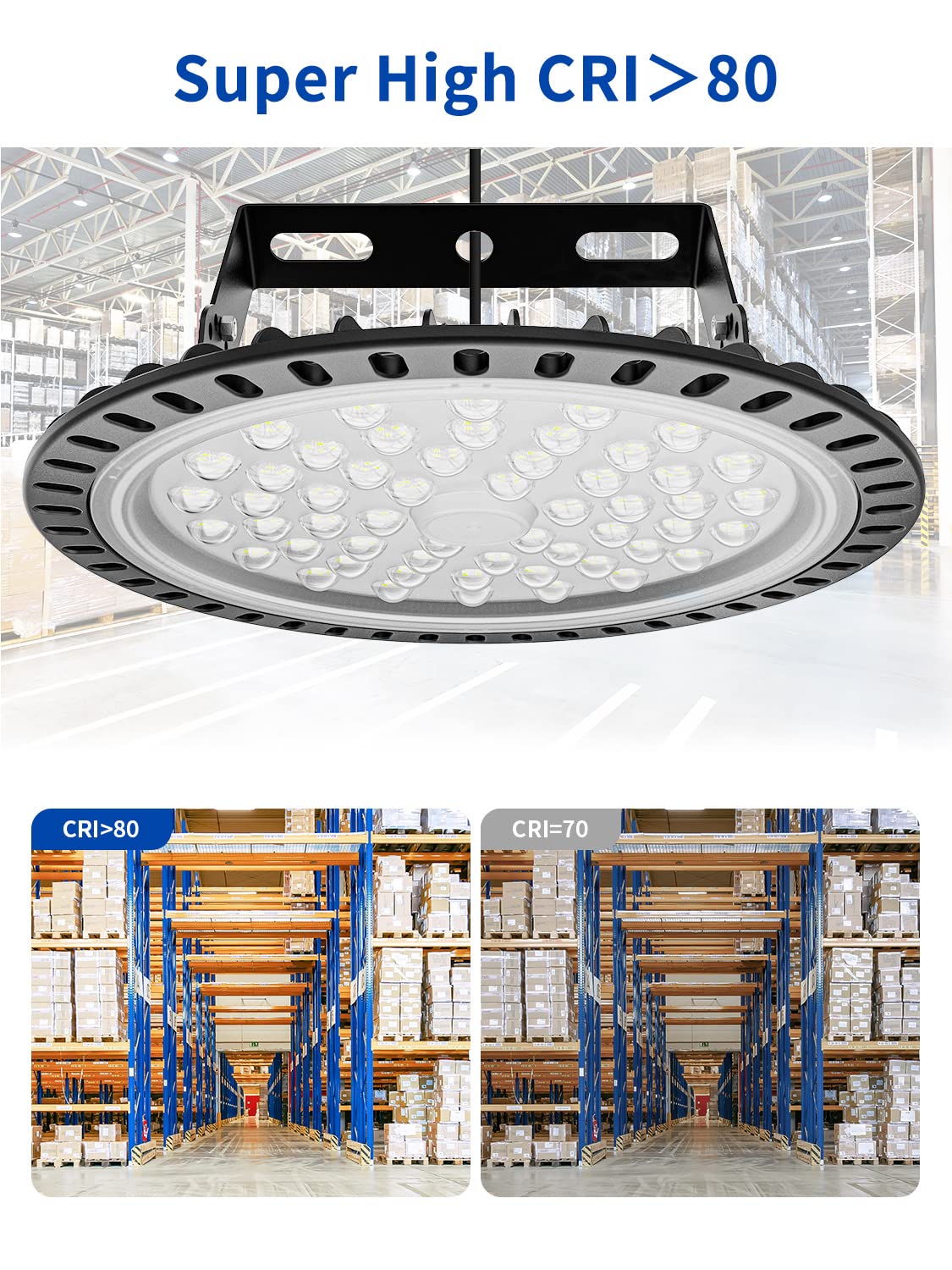 200W 20000LM UFO LED High Bay Light - 6500K Daylight, IP65 Waterproof Commercial Lighting for Warehouse, Gym, Factory & Garage - Energy Efficient LED Shop Light for Indoor/Outdoor Industrial Spaces