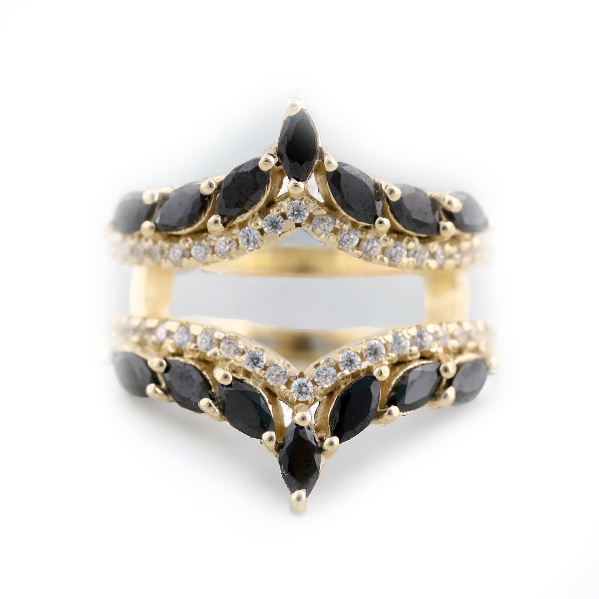 Black Onyx Wedding Band Enhancer Ring - Rose Gold Marquise Bridal Ring with CZ Diamonds | Unique Anniversary, Birthday Gift for Her | Perfect for Weddings, Engagements & Special Occasions | by SHREENATJEWELRY