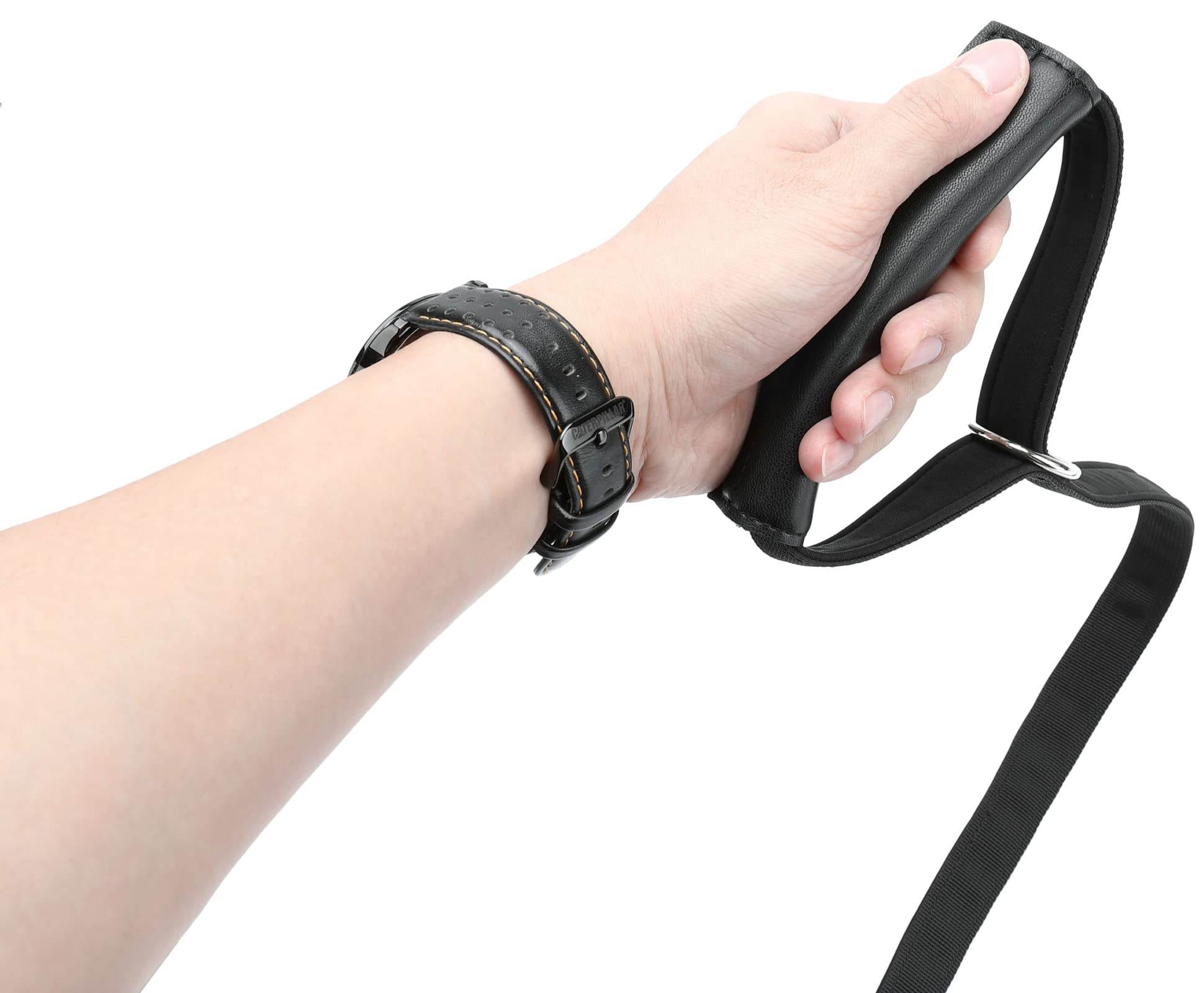 Dog Leash Grip Handle Sleeve - Leather & Neoprene Wrap for Comfortable Control, Black - Ideal for Walking, Training, and Outdoor Adventures