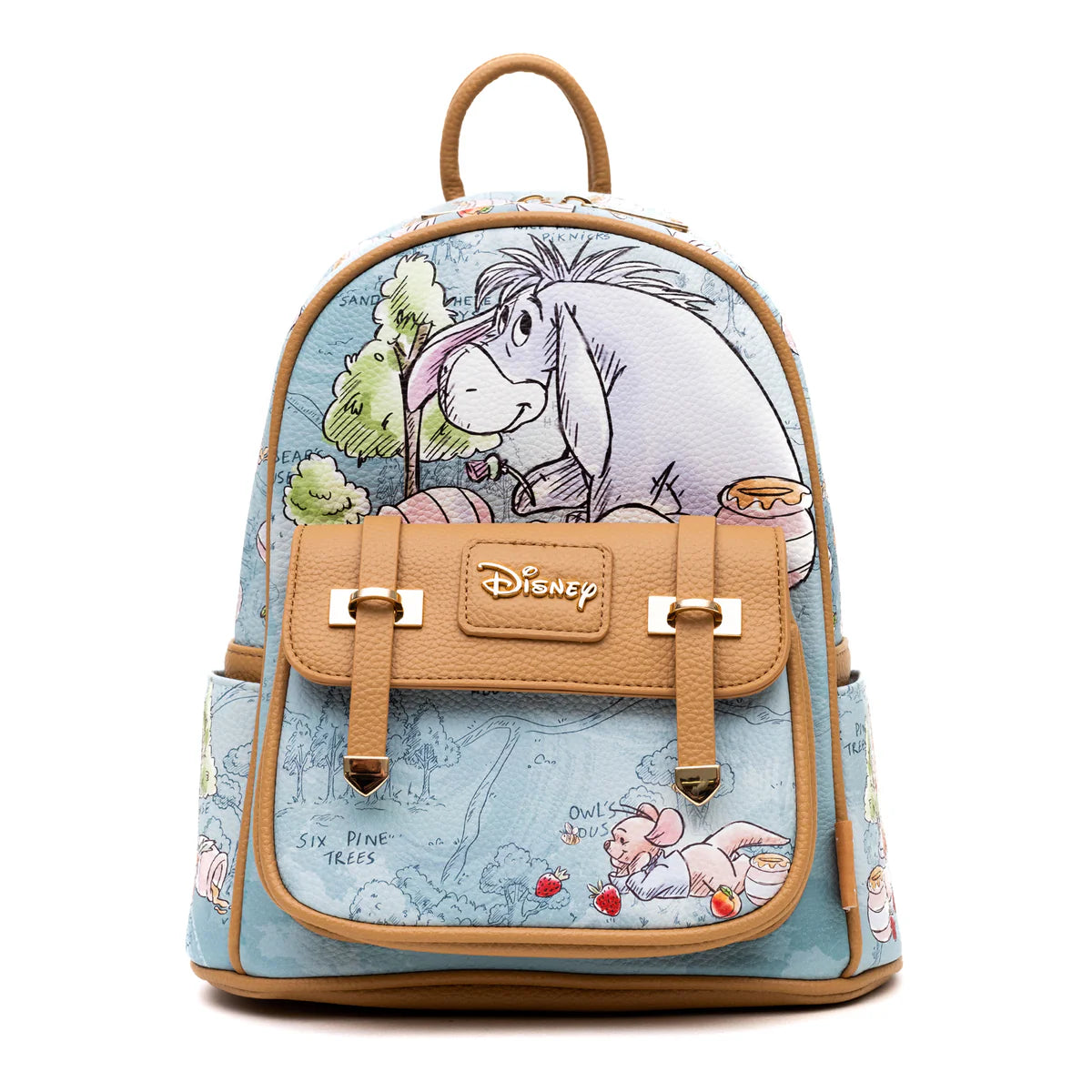Eeyore and Friends Vegan Leather Mini Backpack for Women - Cute Disney Winnie The Pooh Character Small Crossbody Purse - Perfect for Theme Parks, Travel, and Everyday Use