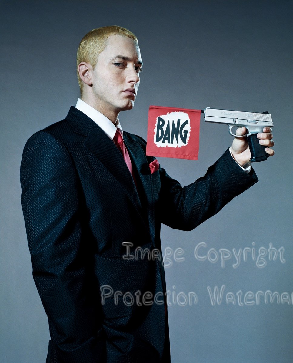 Eminem with Gun 8x10 Photo - High Quality Celebrity Wall Art - Perfect for Music Fans, Home Decor, and Office Display