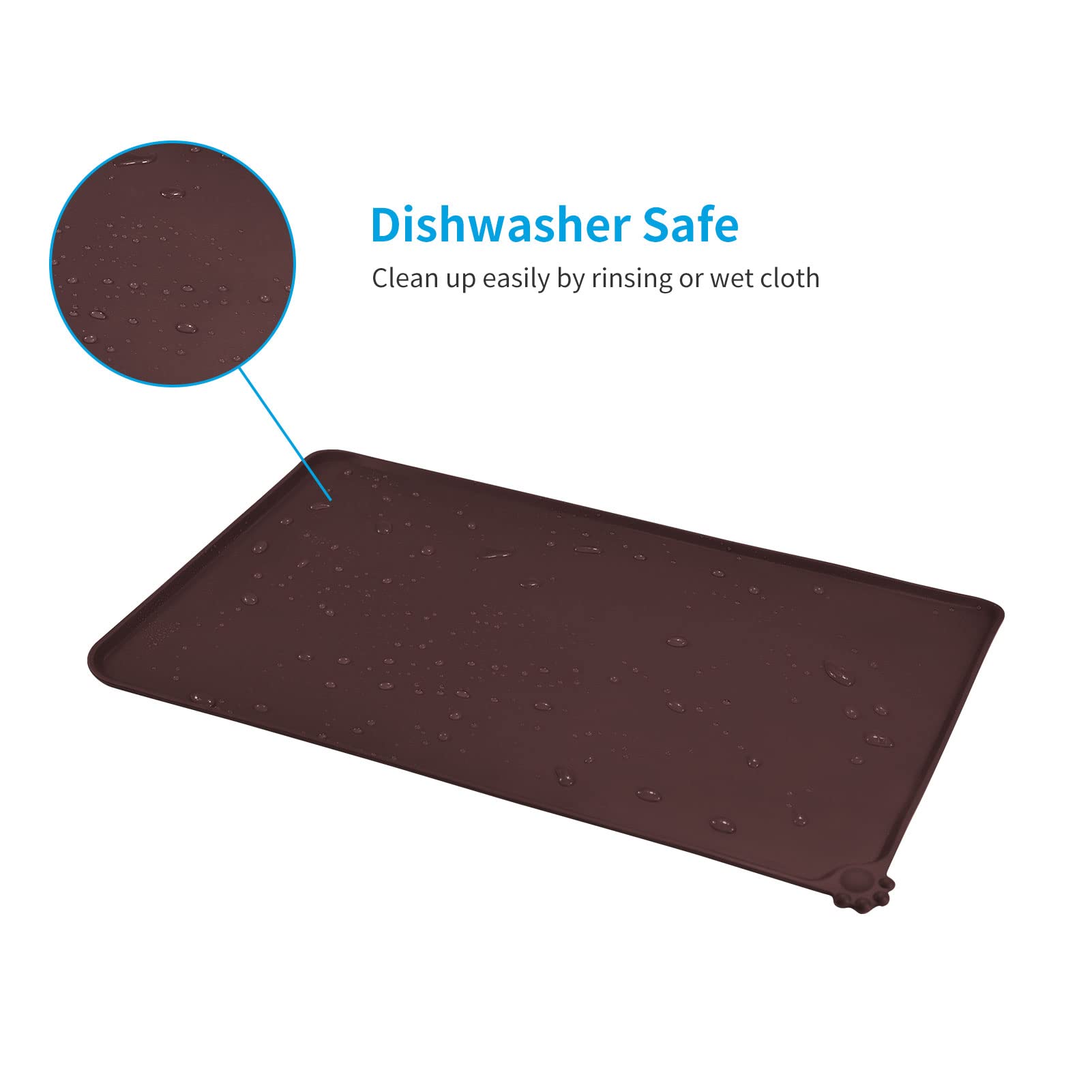 AUDWUD Non-Slip Silicone Pet Feeding Mat - Waterproof Dog Bowl Pad for Food & Water - Perfect for Messy Eaters, Kitchen Floor Protection, and Easy Cleaning