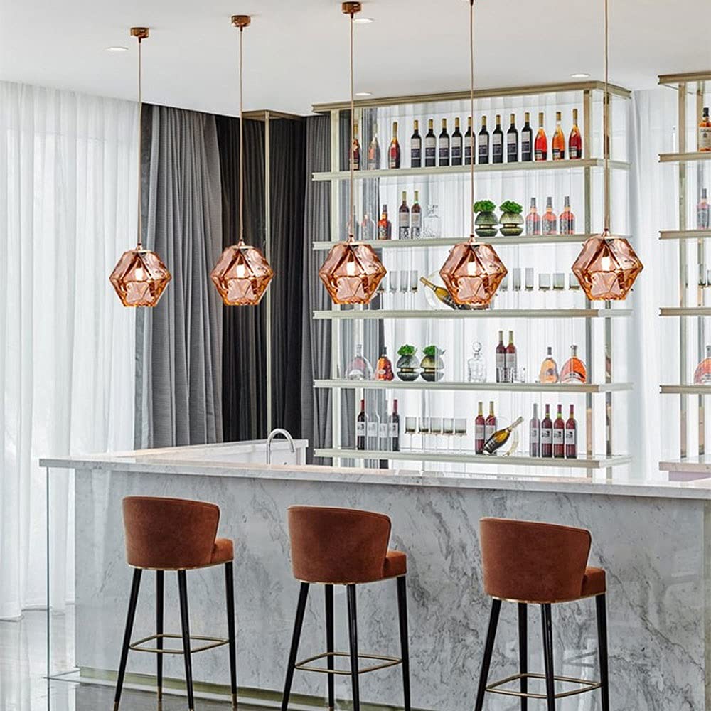 Nordic Mini Hanging Chandelier - Creative Glass Pendant Lighting Ceiling Lamp with E27 Base, Rose Gold Kitchen Island Light Fixture for Modern Dining Room & Living Room | Perfect for Home Decor, Restaurant Lighting, and Cozy Ambiance