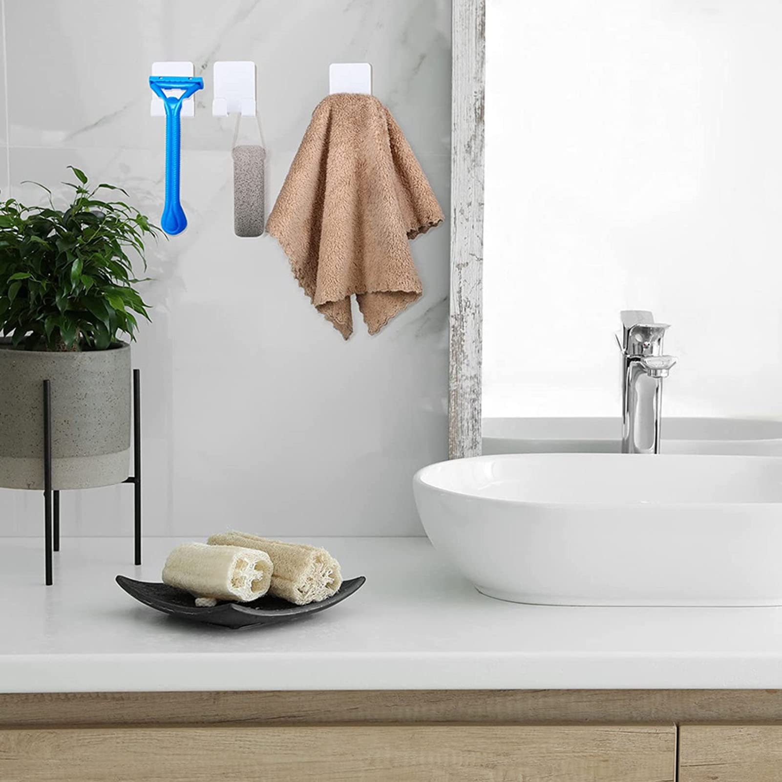VALINK Stainless Steel Razor Holder for Shower - Heavy Duty Self Adhesive Shaver Hook & Hanger Stand - Bathroom, Kitchen, Home Utility Storage Organizer - Perfect for Wet Razor Storage & Space Saving Organization