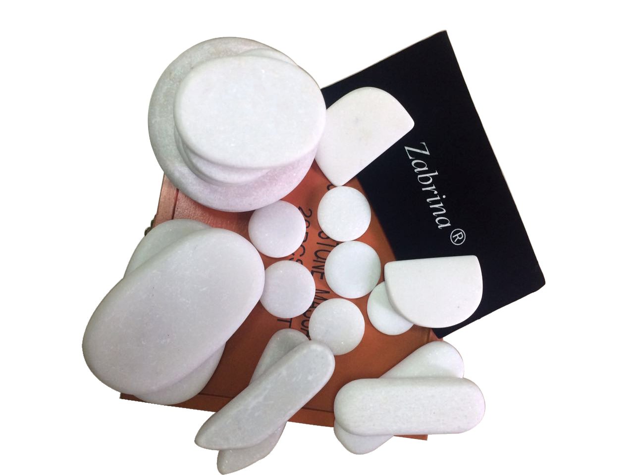 Zabrina 20-Piece Cold Stone Massage Set - Handcrafted Marble Therapy Stones for Spa, Relaxation & Muscle Pain Relief - Perfect for Professional Massage & Home Wellness