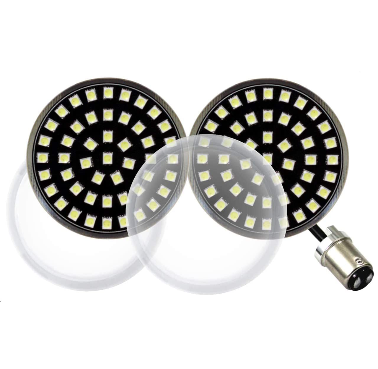 Eagle Lights Generation II Midnight Edition 2 Inch LED Front Turn Signals with White Running Lights for Harley Davidson Motorcycles - Clear Lenses & 1157 Base - Perfect for Night Riding and Custom Bike Upgrades