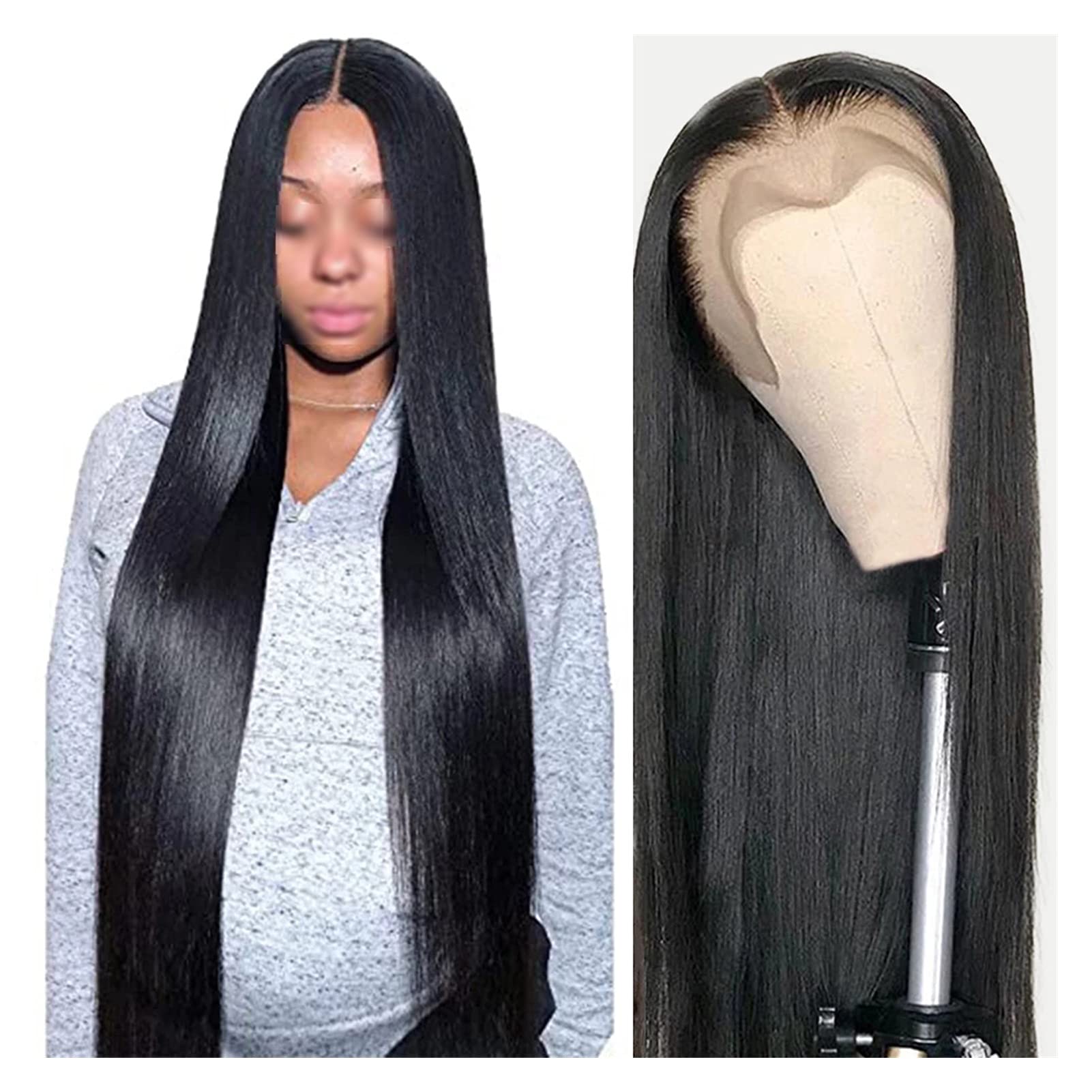 28-42 Inch Kinky Straight Synthetic Wig for Black Women - High Temperature Silky Straight Hair Wigs for Daily Wear, Parties, Halloween & Cosplay - Natural Looking Hair Replacement Wigs for Styling & Fashion