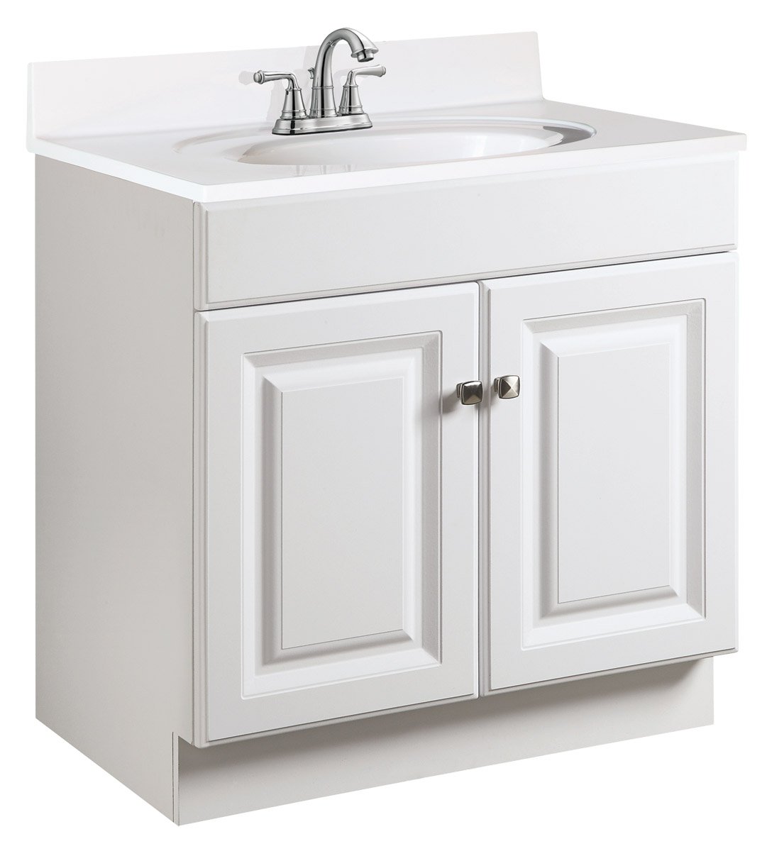 Wyndham 30-inch Unassembled Bathroom Vanity Cabinet Without Top - White Finish, 2 Door Design for Modern Bathroom Remodeling | Perfect for Small Bathrooms & Powder Rooms