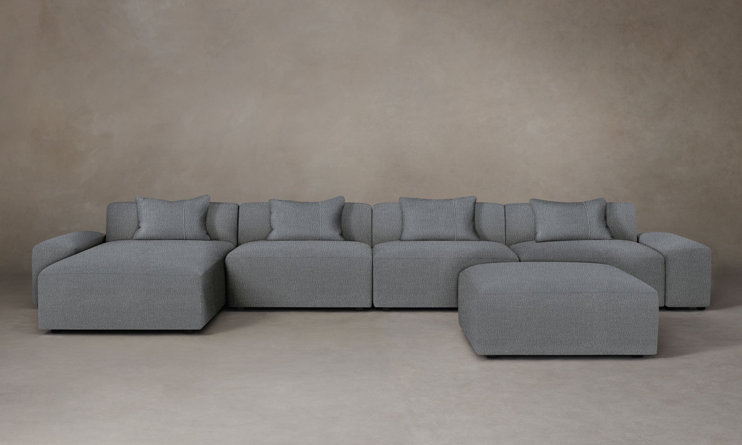 Breuer Modular Sectional Sofa with Italian Bouclé Fabric and Waterfall Edge - Perfect for Modern Living Rooms & Luxury Home Decor
