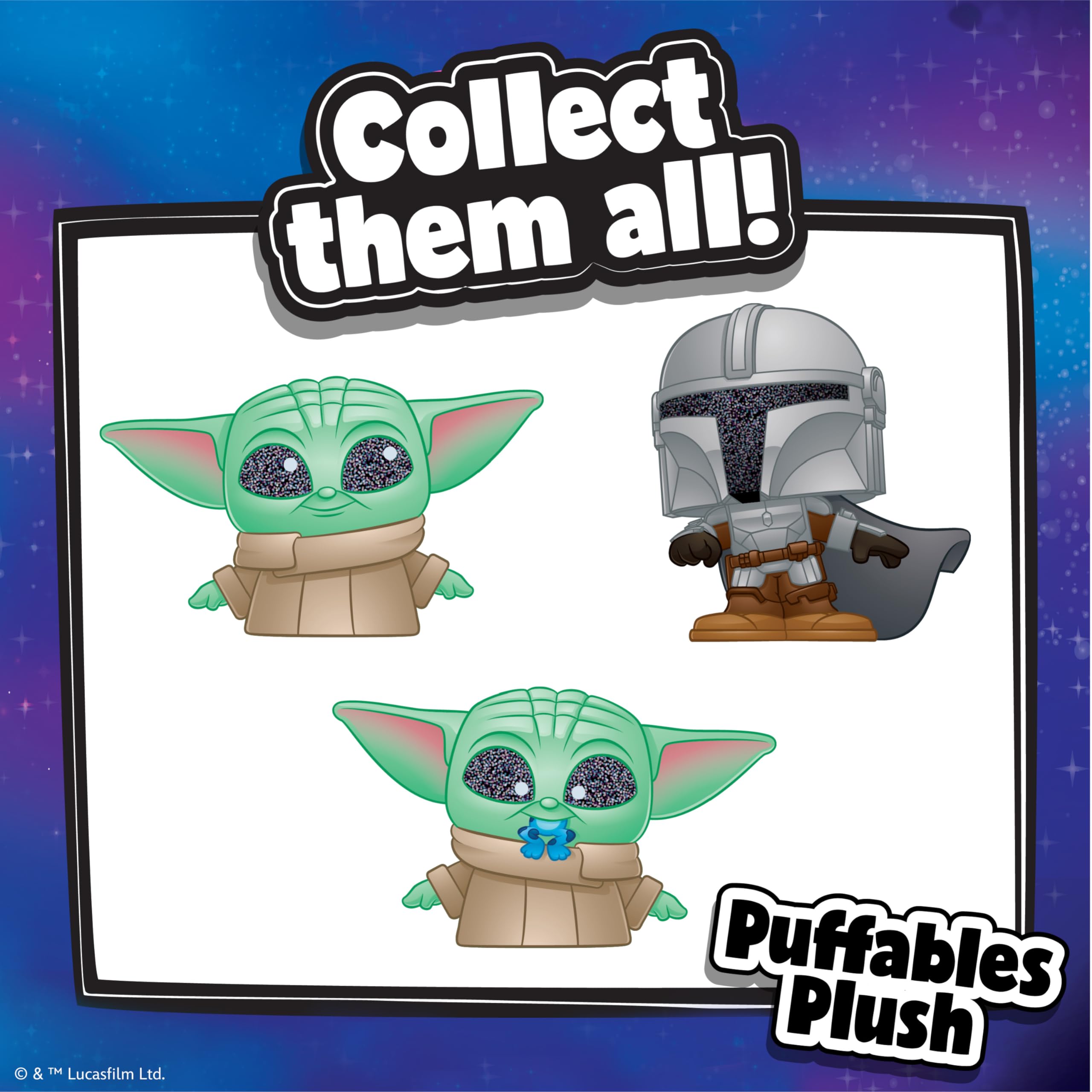 Star Wars The Mandalorian 10-inch Plush Toy with Glitter Eyes - Collectible Doorables Puffables Stuffed Animal for Kids Ages 3+ | Perfect for Bedtime, Birthday Gifts & Star Wars Fans Collection