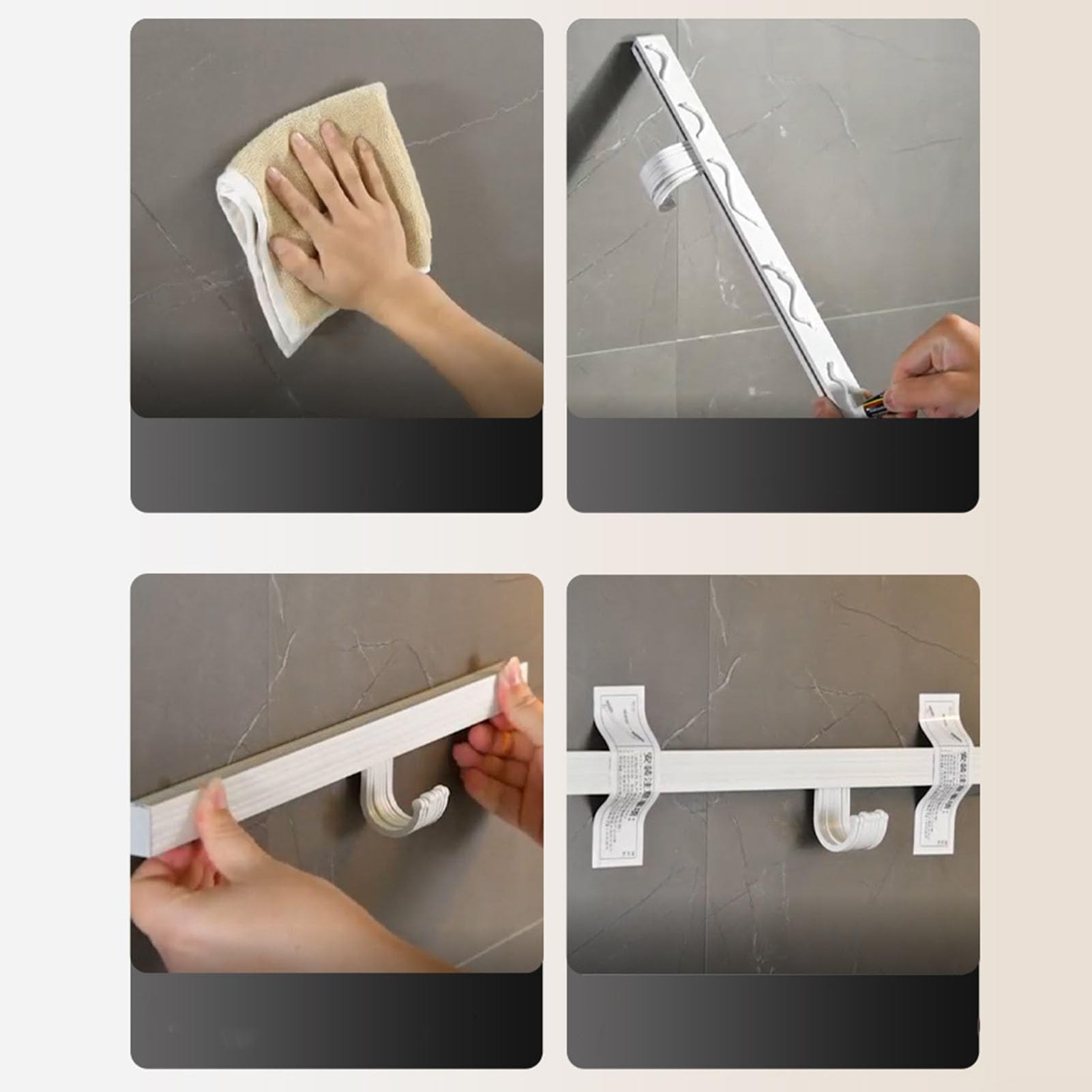 White Aluminum No-Drill Wall Mounted Kitchen Utensil Hanger - 30cm Space-Saving Spoon & Shovel Storage Hook Rack for Kitchen & Bathroom Organization | Perfect for Small Spaces & Clutter-Free Countertops