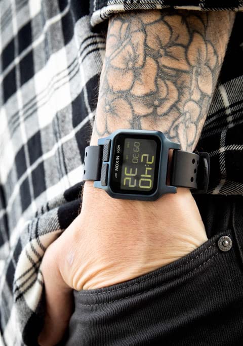 NIXON Heat A1320 Digital Sports Watch for Men & Women - Ultra Thin Lightweight Design, 38mm LCD Display, 20mm PU Band - 100M Water Resistant for Swimming, Running & Workouts - Perfect for Gym, Outdoor Activities & Daily Wear