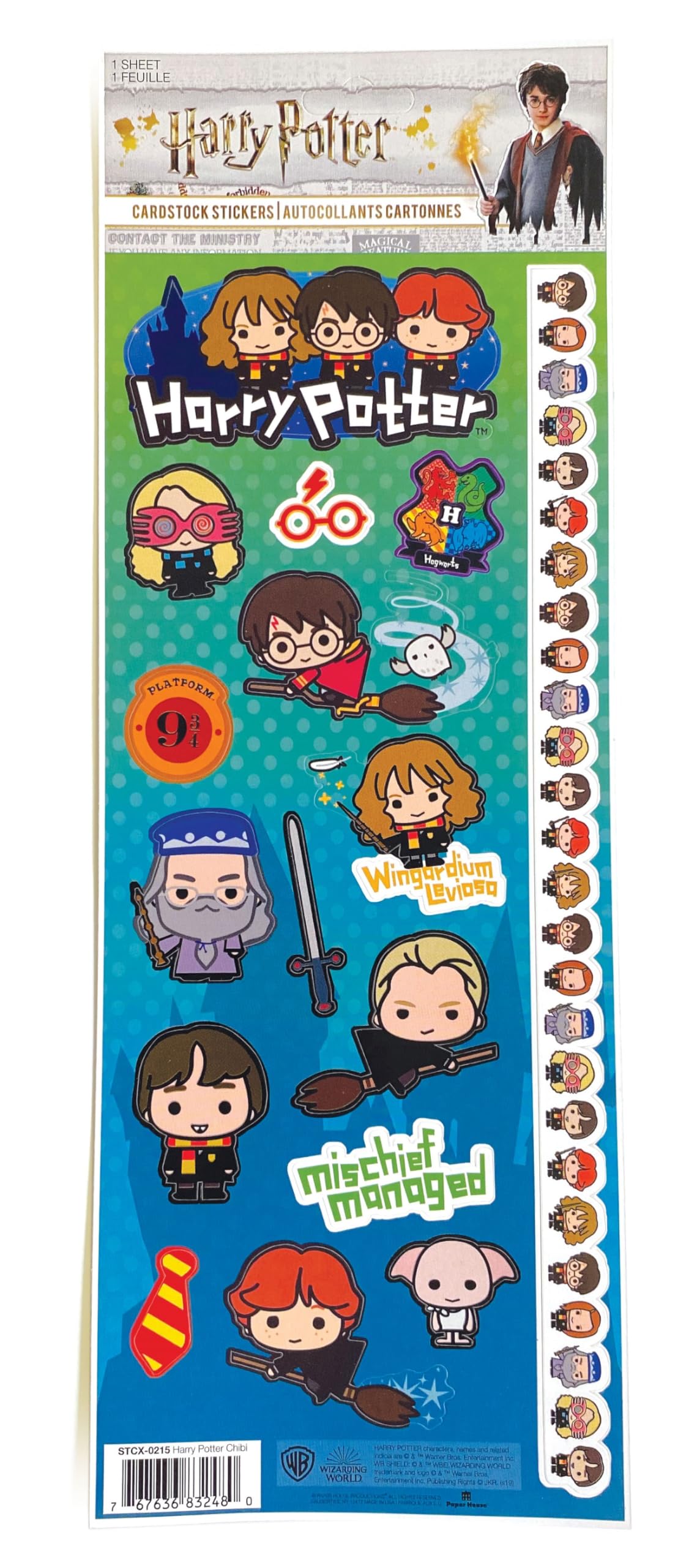 Harry Potter Cardstock Sticker Sheets 6-Pack - Chibi Character Stickers for Scrapbooking, Journaling, DIY Crafts & Collectibles | Perfect for Planners, Albums, Gift Wrapping & School Projects