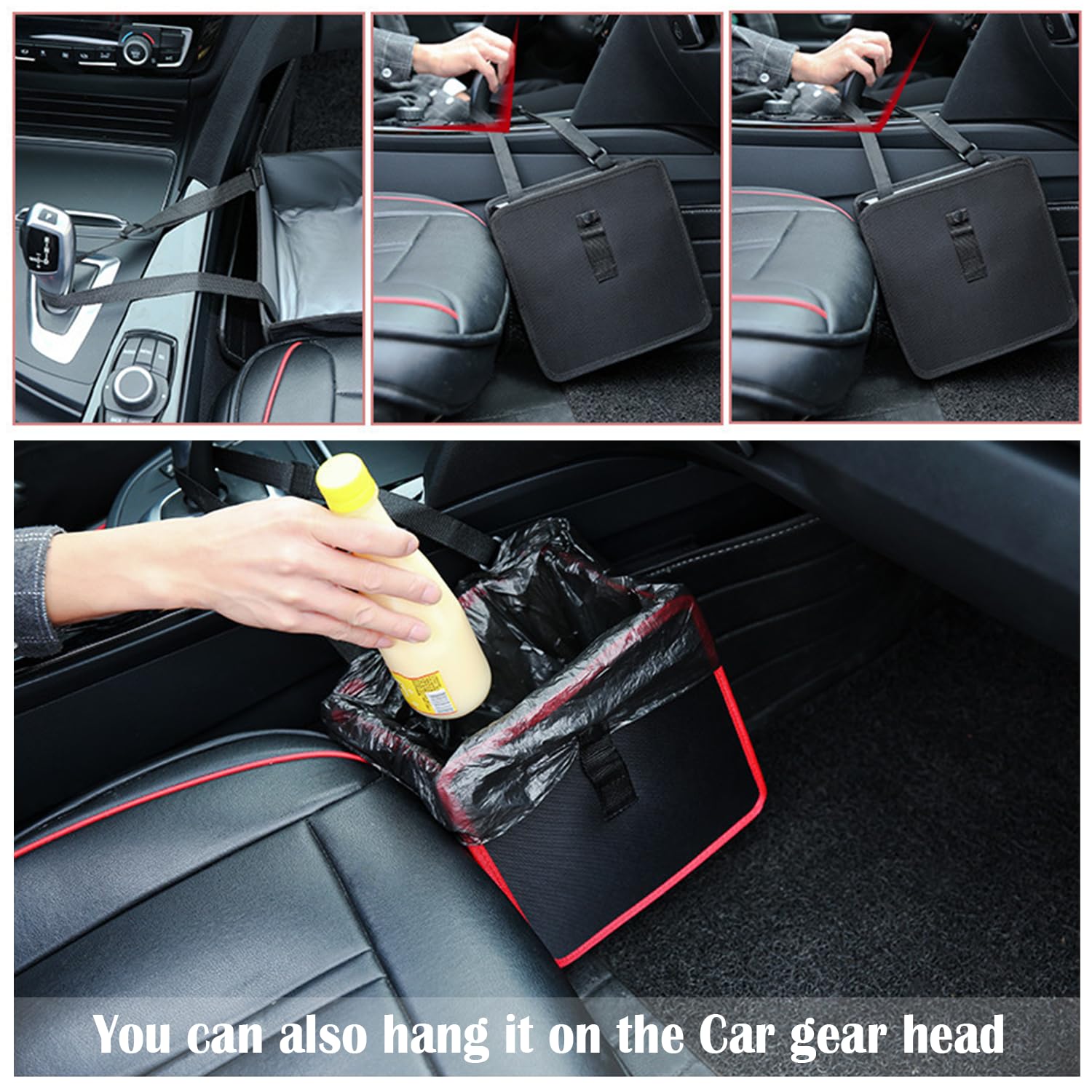 Waterproof 7L Large Capacity Hanging Car Trash Bag - Red Multipurpose Car Garbage Can Organizer for Interior Cleanliness | Perfect for Road Trips, Commuting & Family Travel Accessories