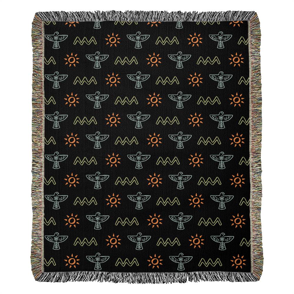 Southwestern Sun Woven Fringe Blanket - Soft Boho Throw Blanket for Couch, Bed & Outdoor - Perfect for Picnics, Beach & Cozy Home Decor
