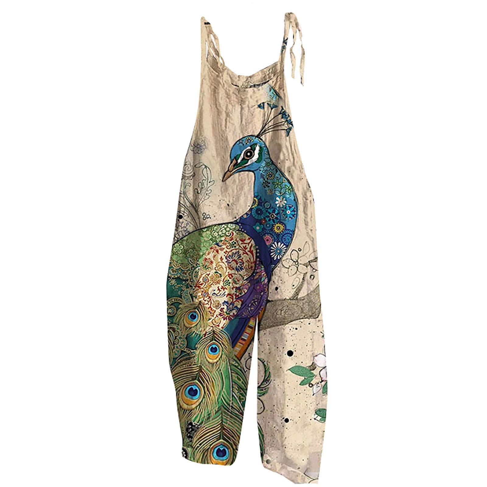 Women's Floral Cotton Jumpsuit - Sleeveless Spaghetti Strap Tie Romper, Cute & Slim Fit, Baggy Overalls for Casual Outings, Beach Wear & Summer Fashion