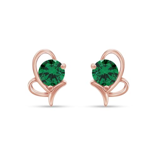 Rose Gold Plated Silver- Simulated Emerald