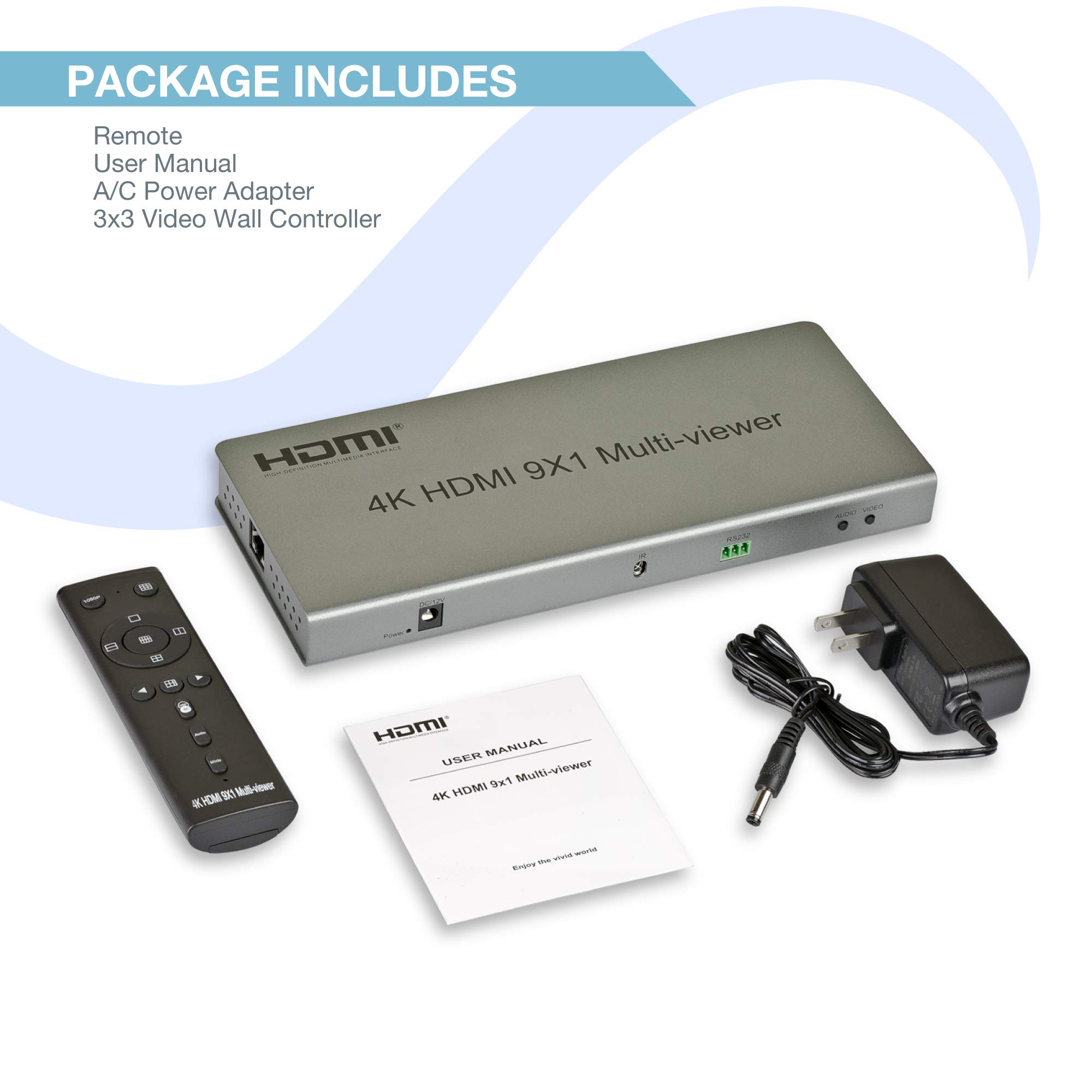 9-Channel HDMI Multi-Viewer & Screen Divider - 4K@30Hz/1080p Splitter with 11 Viewing Modes | Perfect for Security Monitoring, Gaming Setups & Multi-Screen Presentations