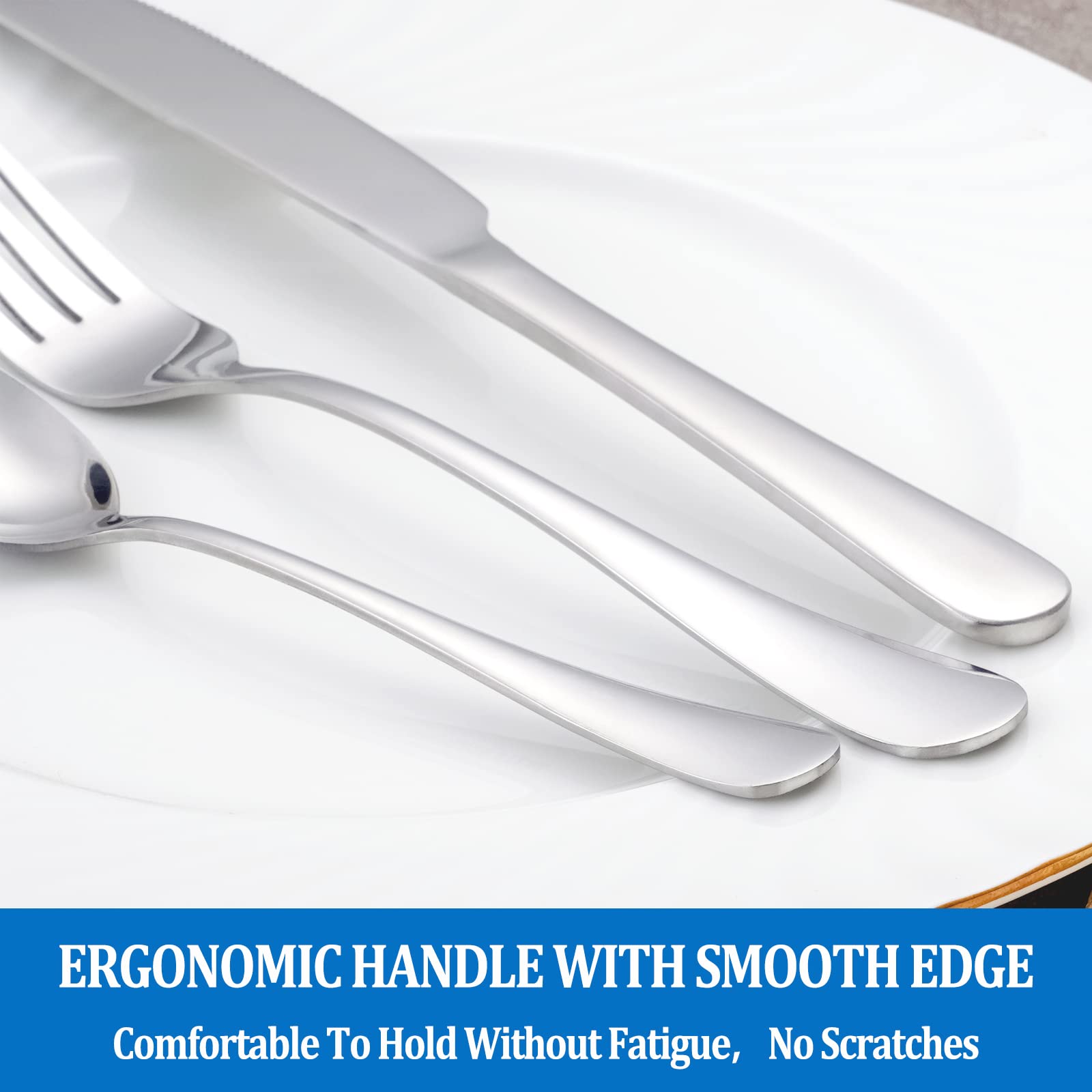 16-Piece Stainless Steel Flatware Set - 8 Dinner Forks (8 inch) & 8 Teaspoons (6.5 inch) - Mirror Polished, Dishwasher Safe, Food Grade Cutlery for Home, Kitchen & Restaurant Use - Perfect for Dining, Parties & Catering Events