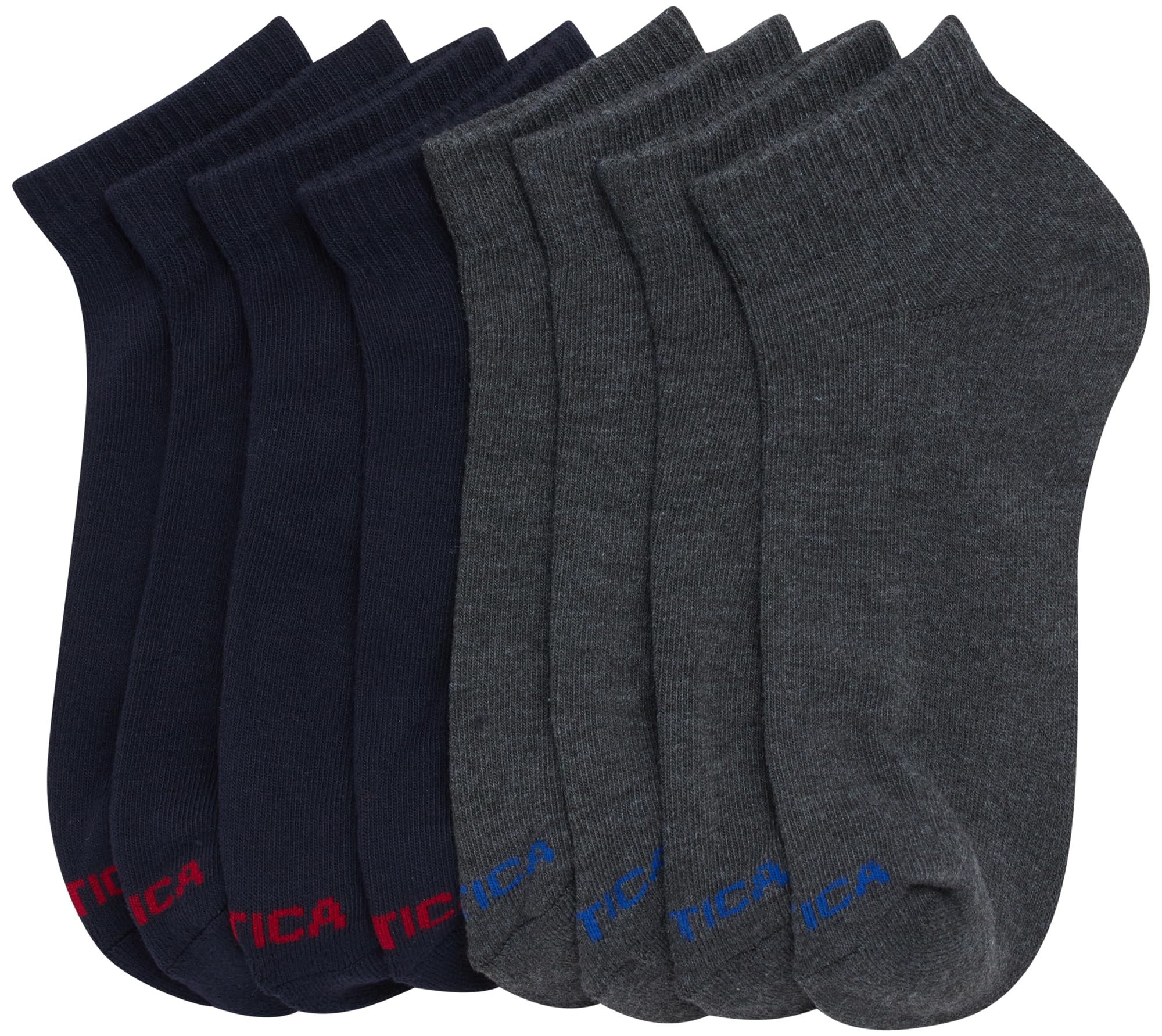 Nautica Men's Quarter Socks - 8 Pack Comfort Cushioned Athletic Ankle Socks for Running, Gym & Casual Wear - Breathable Moisture-Wicking Sports Socks for Men