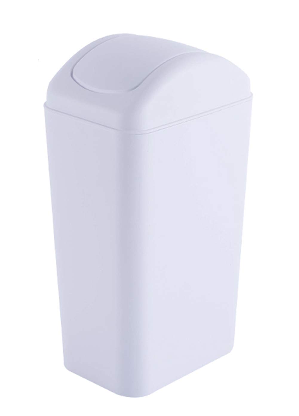 12L / 3.2 Gallon Plastic Swing Top Trash Can - Slim Space Saving Garbage Bin for Kitchen, Bathroom & Office - White Waste Basket for Small Spaces