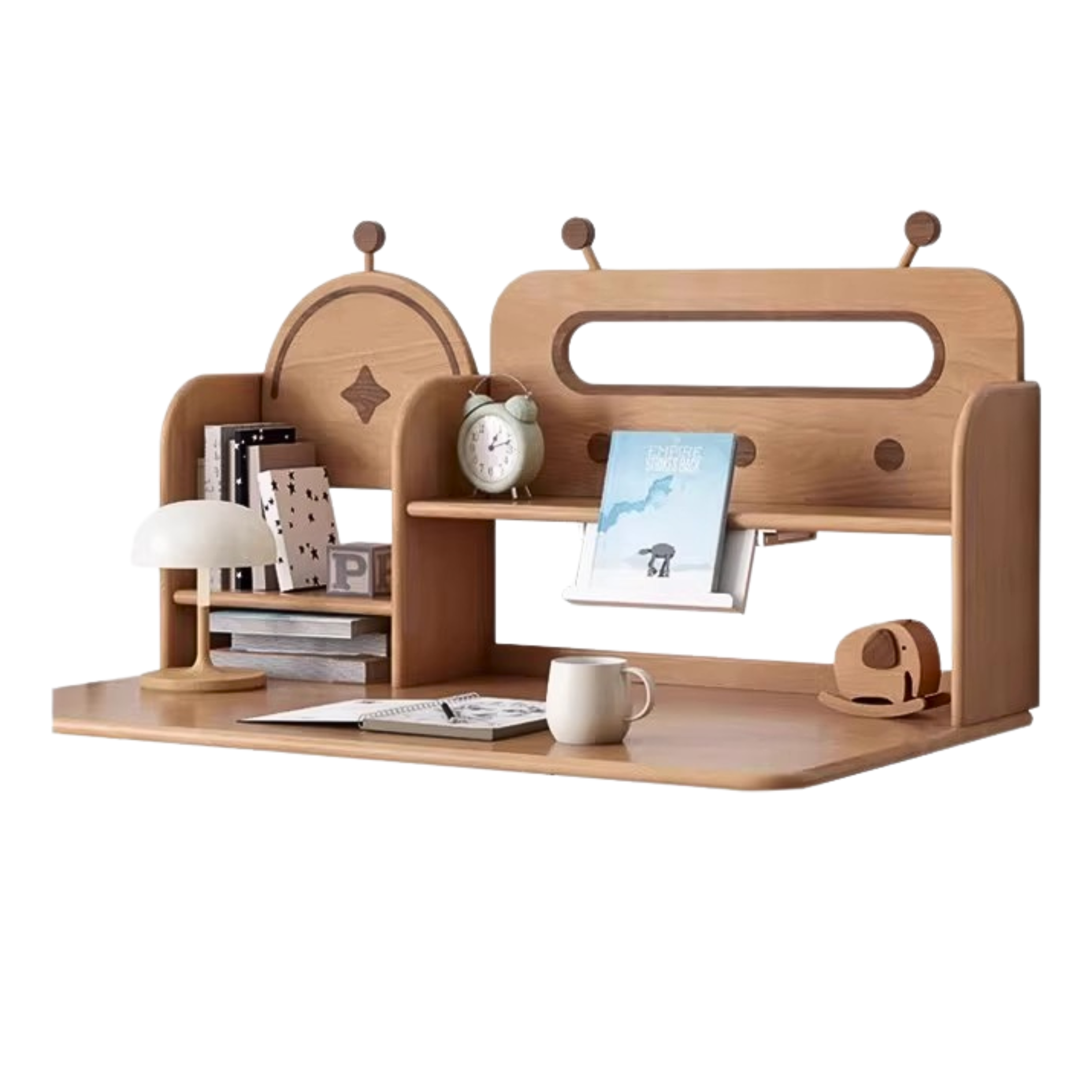 37.8x7.1x24 inch/ 96x18x61сm/ Natural Wood Color/  Beech solid wood robot desk shelf