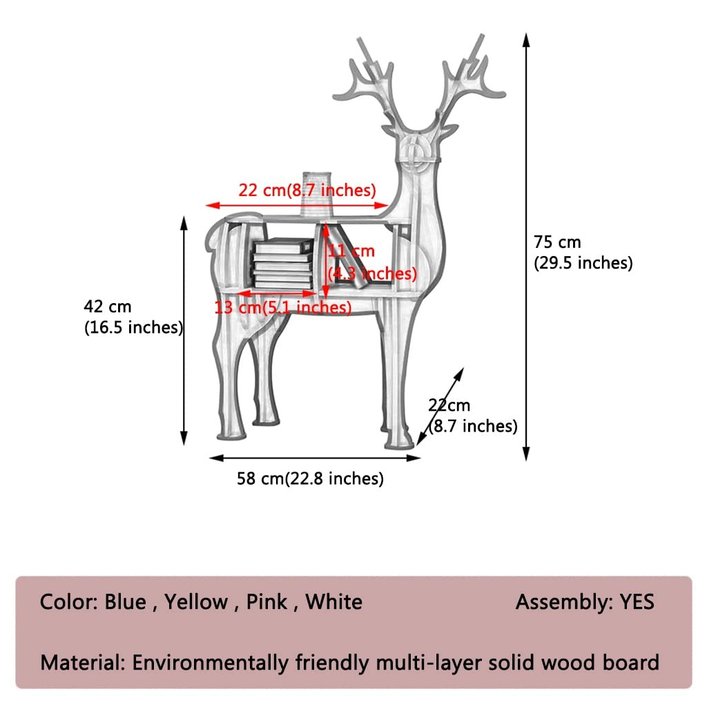 Modern Deer-Shaped Book Shelf Stand Organizer - Geometric Animal Magazine Rack for Study & Clubhouse - Easy Install Bookcase for Home Office Decor & Kids Room Storage
