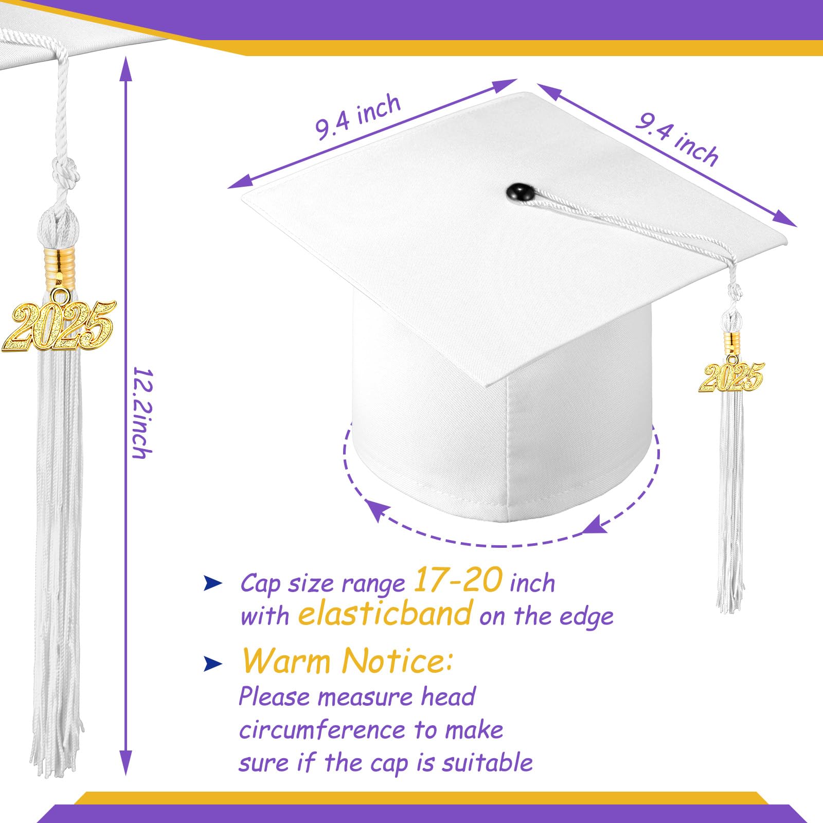 Preschool Graduation Caps 2025 - Bulk Child Size Grad Hats with Metal Tassel for Kindergarten Ceremony