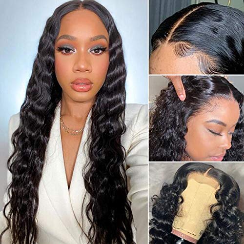 28 Inch HD Lace Front Wigs Human Hair 13x6 Lace Frontal - Brazilian Virgin Hair Glueless Wig with Pre-Plucked Hairline, 180% Density, Natural Black Color - Perfect for Daily Wear, Cosplay & Special Occasions