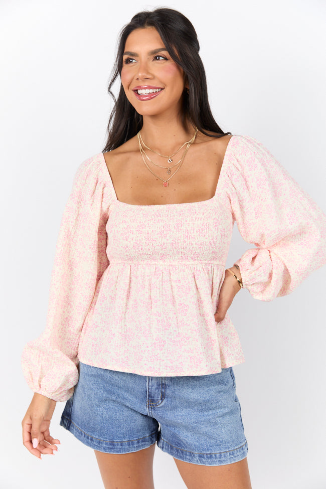 Darling Days Ivory & Pink Floral Embroidered Gauze Top | Boho Chic Blouse for Women | Perfect for Summer Festivals & Beach Vacations