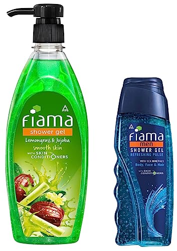 Fiama Lemongrass & Jojoba Clear Springs Shower Gel 500ml | Fiama Men Refreshing Pulse Shower Gel 250ml | Hydrating Body Wash for Women & Men | Perfect for Daily Shower & Gym Refresh