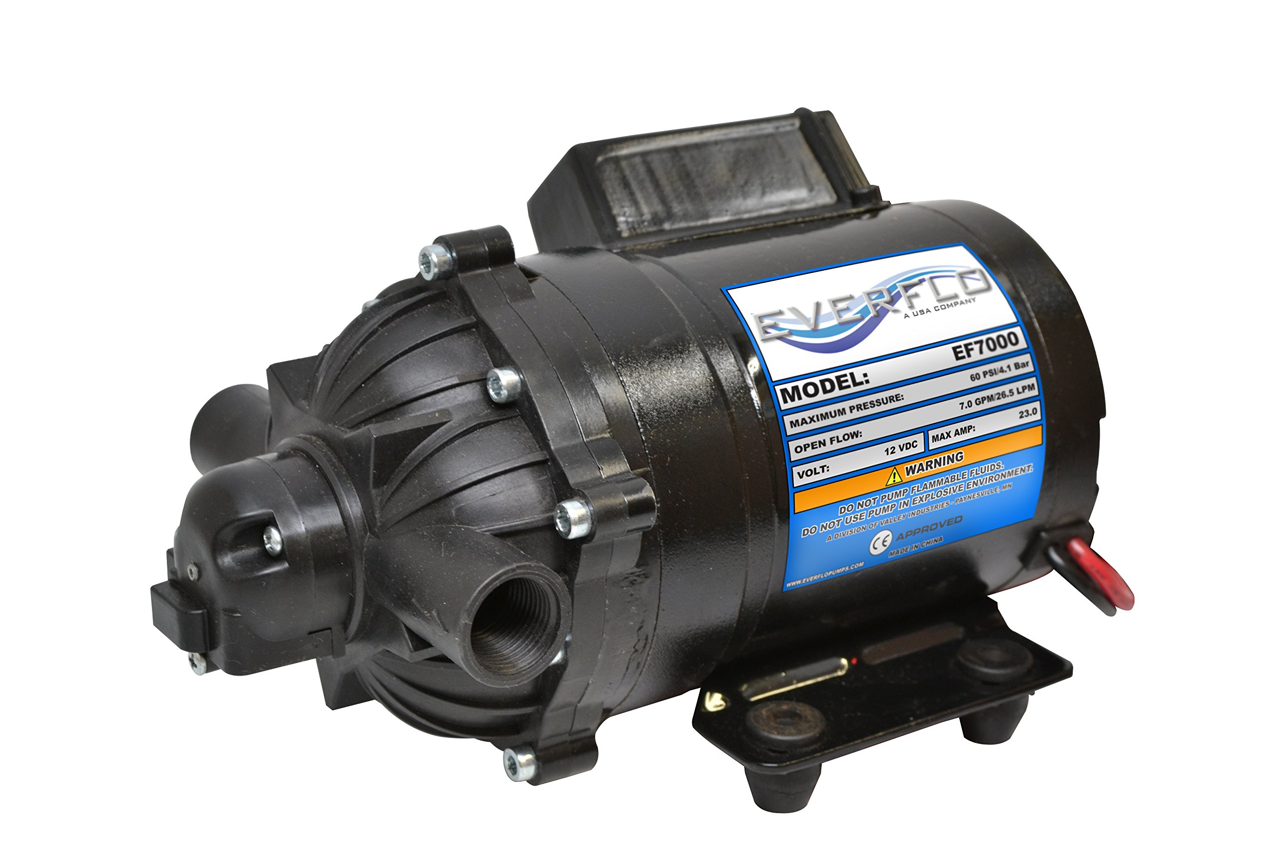 Everflo EF7000-BOX 12V 7.0 GPM High Flow Diaphragm Water Pump Kit with Tubing & Accessories - Perfect for RV, Marine, Off-Grid Water Systems & Agricultural Applications