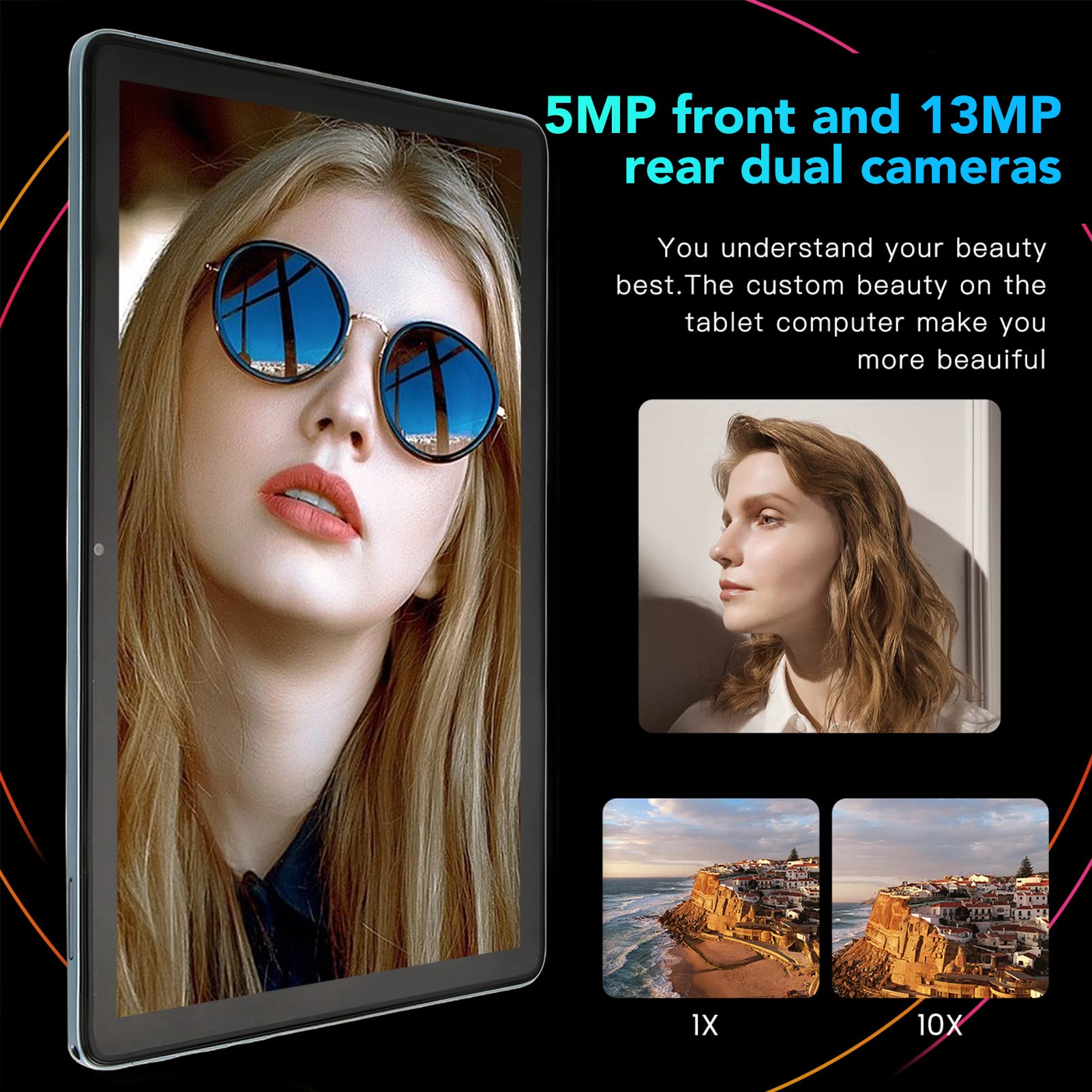 WINH 10.1 Inch Gaming Tablet with IPS Display, 8GB RAM 128GB Storage, Dual HD Cameras - Portable Light Blue Android Tablet for Travel, Entertainment & Work