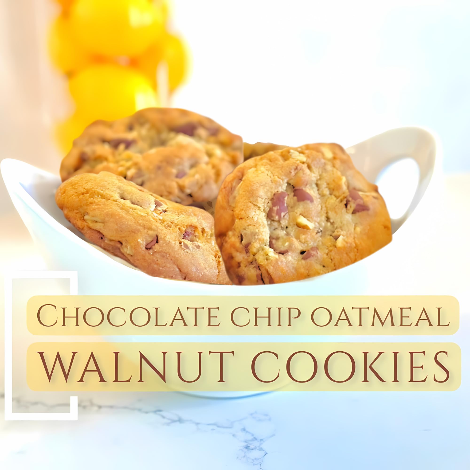 Fresh Baked Homestyle Chocolate Chip Oatmeal Walnut Cookies - 6 Pack Gourmet Soft & Chewy Cookies - Perfect for Snacks, Gifts & Special Occasions - Ideal for Office Treats, Birthday Parties & Holiday Dessert Trays