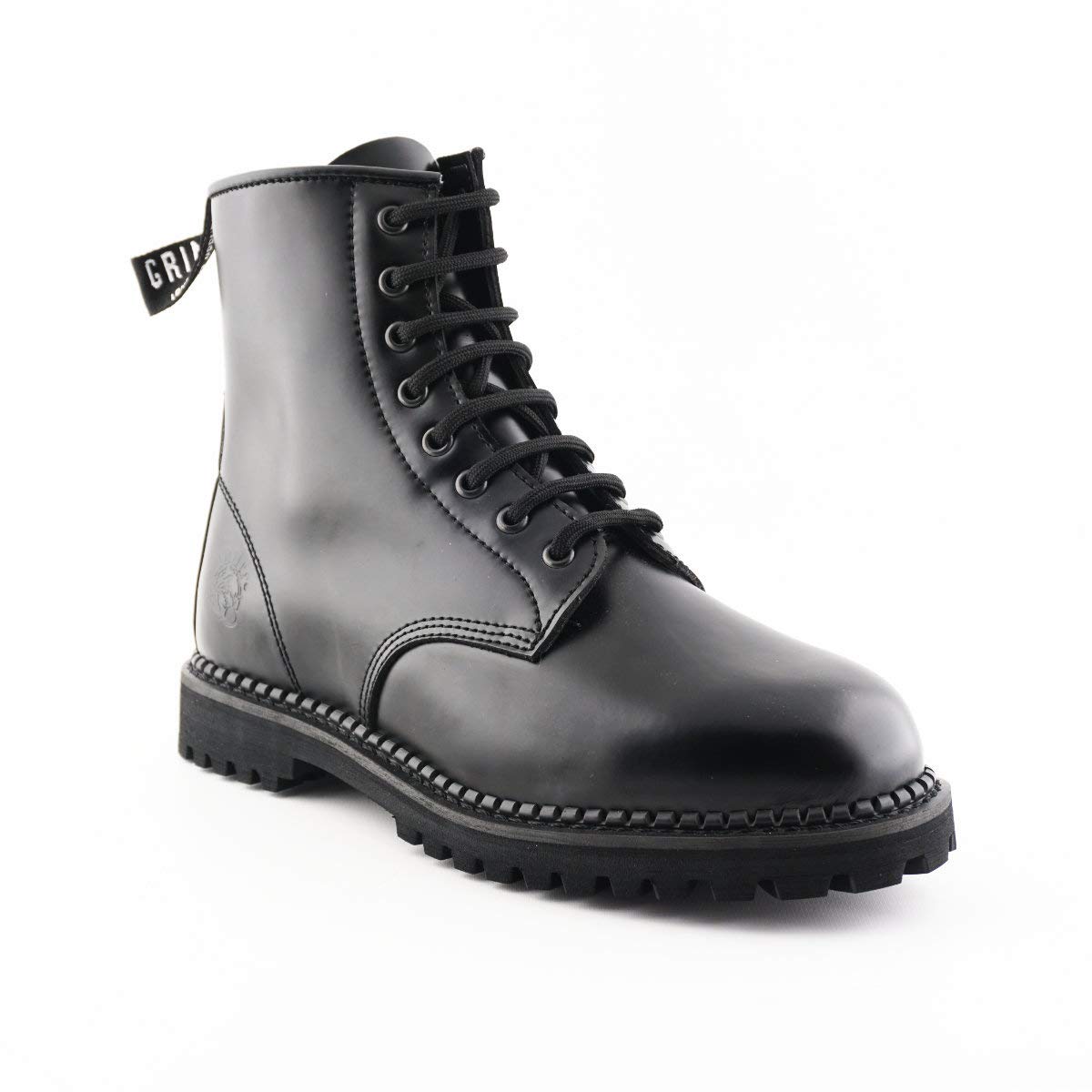 Premium Unisex Cowboy Western Biker Leather Boots - Grinders Cedric CS Black Derby Style (Size 39 EU) | Perfect for Riding, Motorcycling & Western Fashion