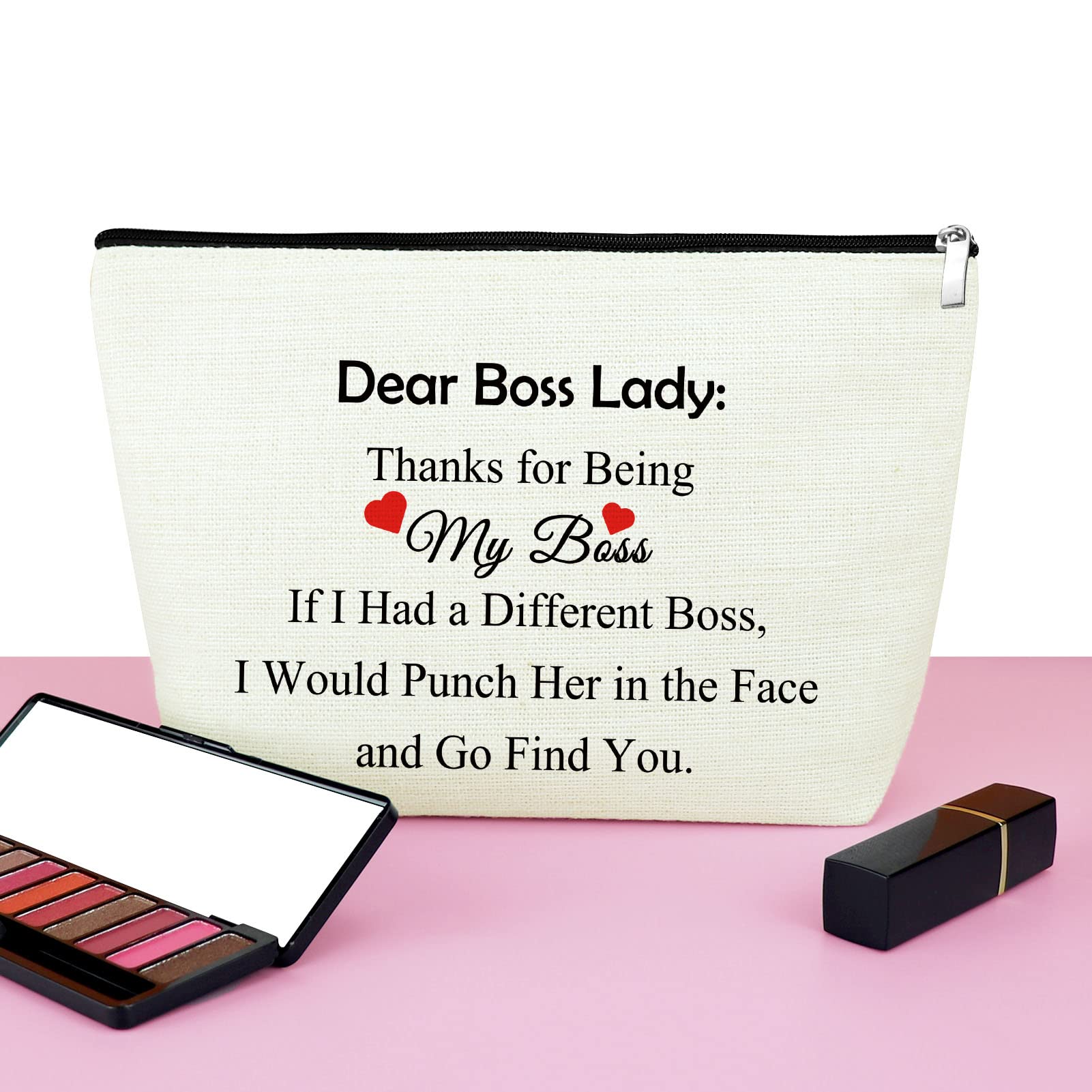 Funny Boss Gift for Women - Cute Makeup Bag Appreciation Present for Female Leaders, Retirement, Office, Coworkers | Perfect Thank You Gift, Birthday Present & Farewell Gift for Boss Lady | Great for Workplace Celebrations, Colleague Recognition & Special Occasions