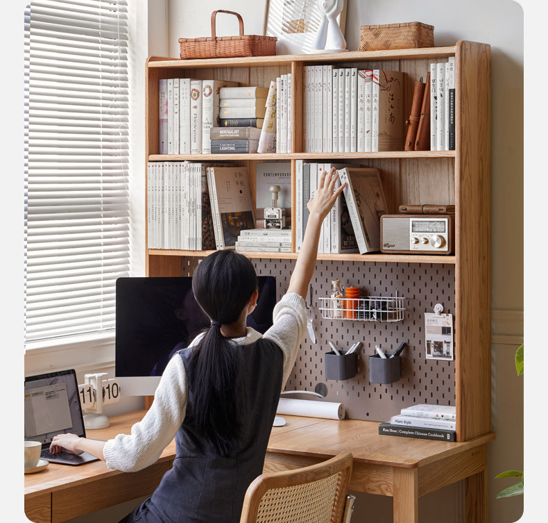 Solid Oak Wood L-Shaped Corner Office Desk - Modern Home & Office Workspace Solution for Productivity & Comfort