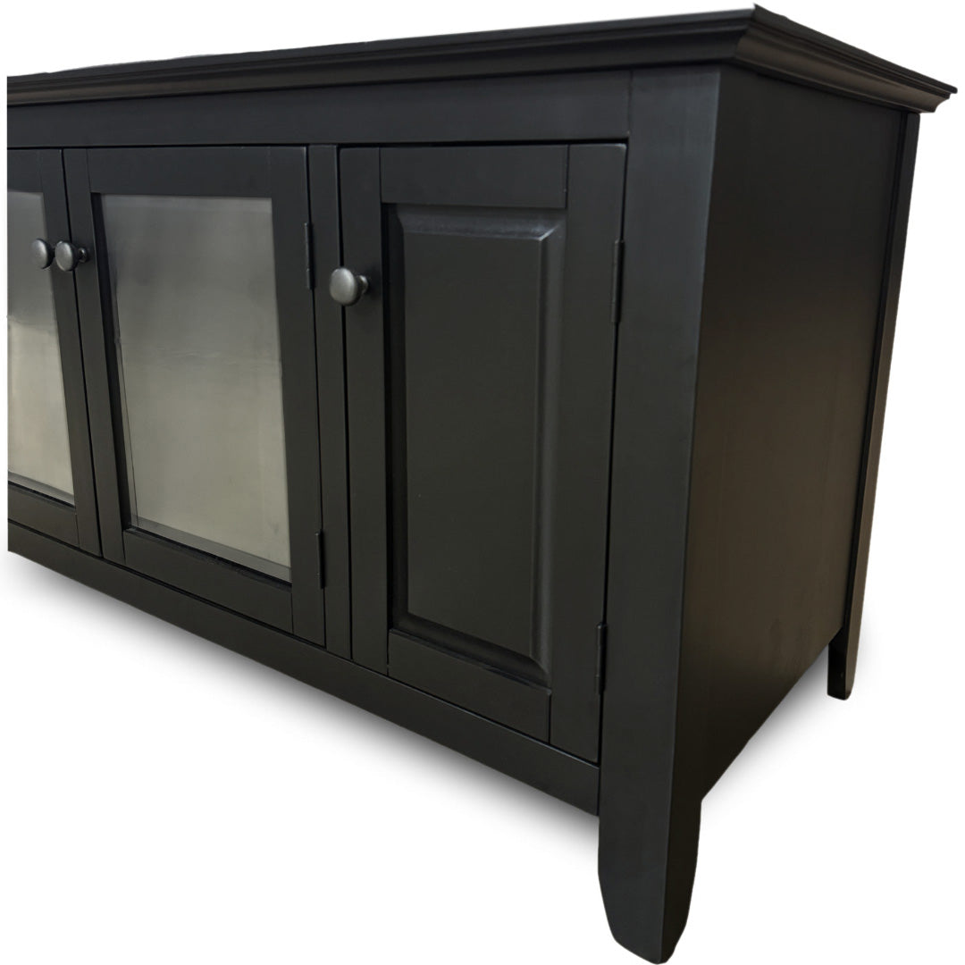 Modern Pembroke TV Stand in Black - Stylish Entertainment Center for Living Room, Bedroom, or Home Theater