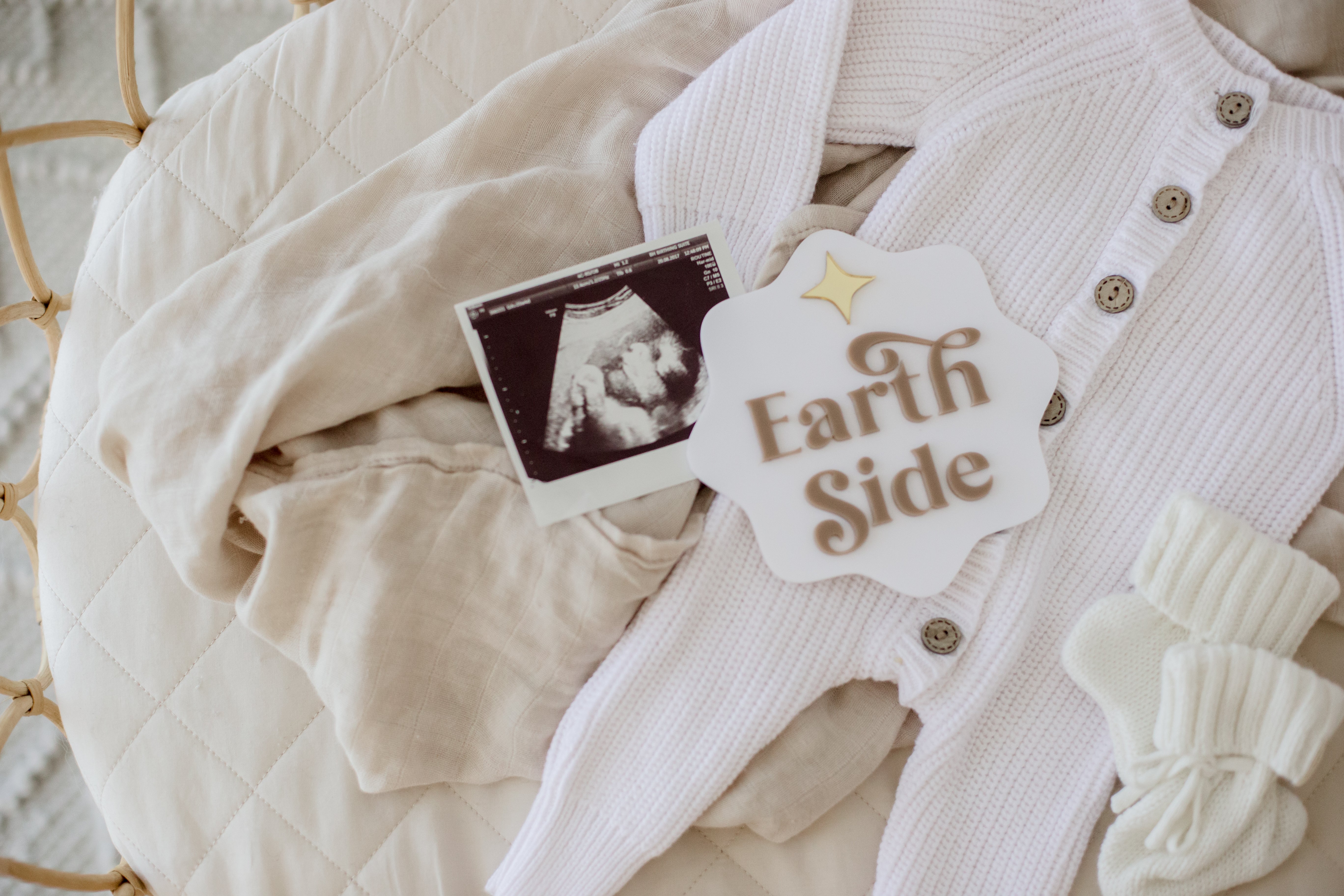 Personalized Baby Announcement Plaque - Custom Name & Date - Perfect for Pregnancy Reveal, Baby Shower Gift, Nursery Decor - Earth Side Design