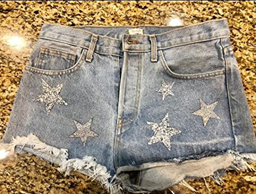 16-Pack Grey Rhinestone Star Iron-On Patches - Heat Transfer & Sew-On Glitter Appliques for Clothes, DIY Crafts, Costumes & Accessories | Perfect for Jeans, Jackets, Bags & Dance Costume Embellishment