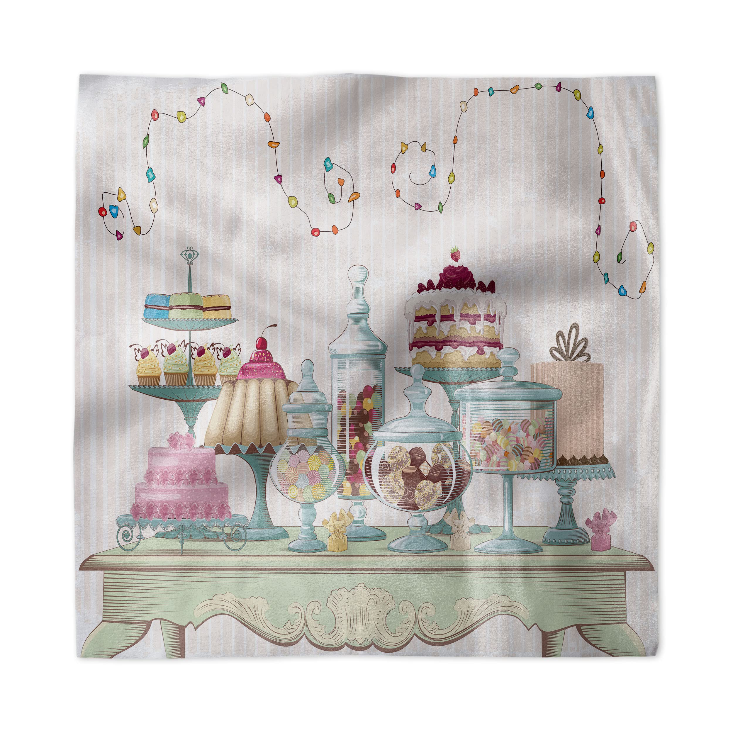 Ambesonne 4-Piece Decorative Napkin Set - Vibrant Swirling Cake & Jar Design, 18