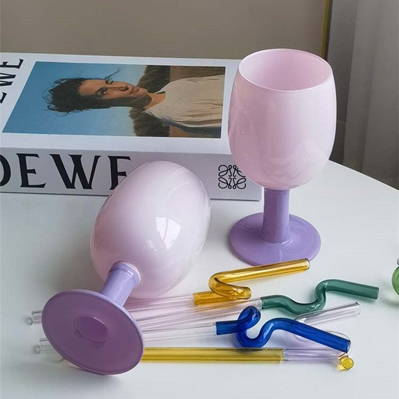 Harajuku Pink Goblet Glass - Elegant Drinking Cup for Wine, Juice & Cocktails - Perfect for Parties, Weddings & Home Decor
