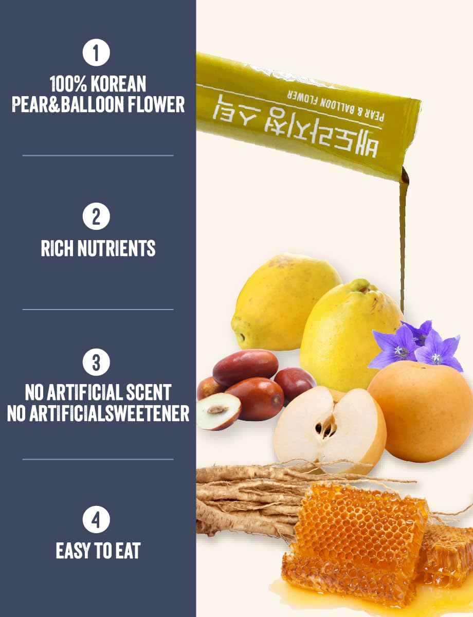 BOTO Korean Pear & Bellflower Extract 30 Sticks - 75% Concentrate for Cough Relief
