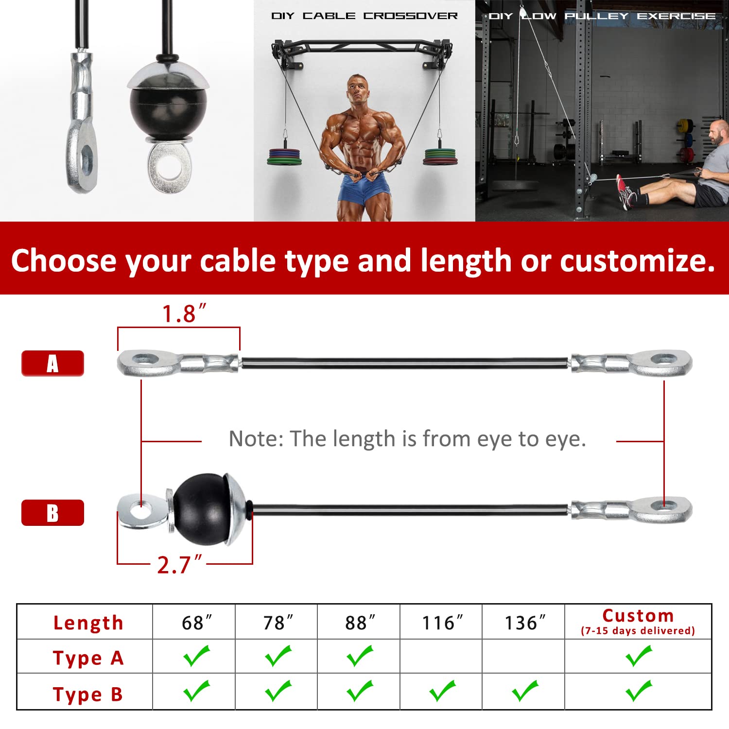 SYL Heavy Duty Steel Wire Rope - Gym Replacement Cable for Home Cable Pulley Machines | Durable Fitness Equipment Accessory for Strength Training & Workouts