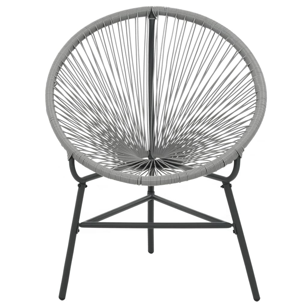 Gray Poly Rattan Patio Moon Chair - Outdoor Lounge Chair for Garden, Yard, Deck & Lawn - Perfect for Relaxing, Sunbathing & Backyard Lounging