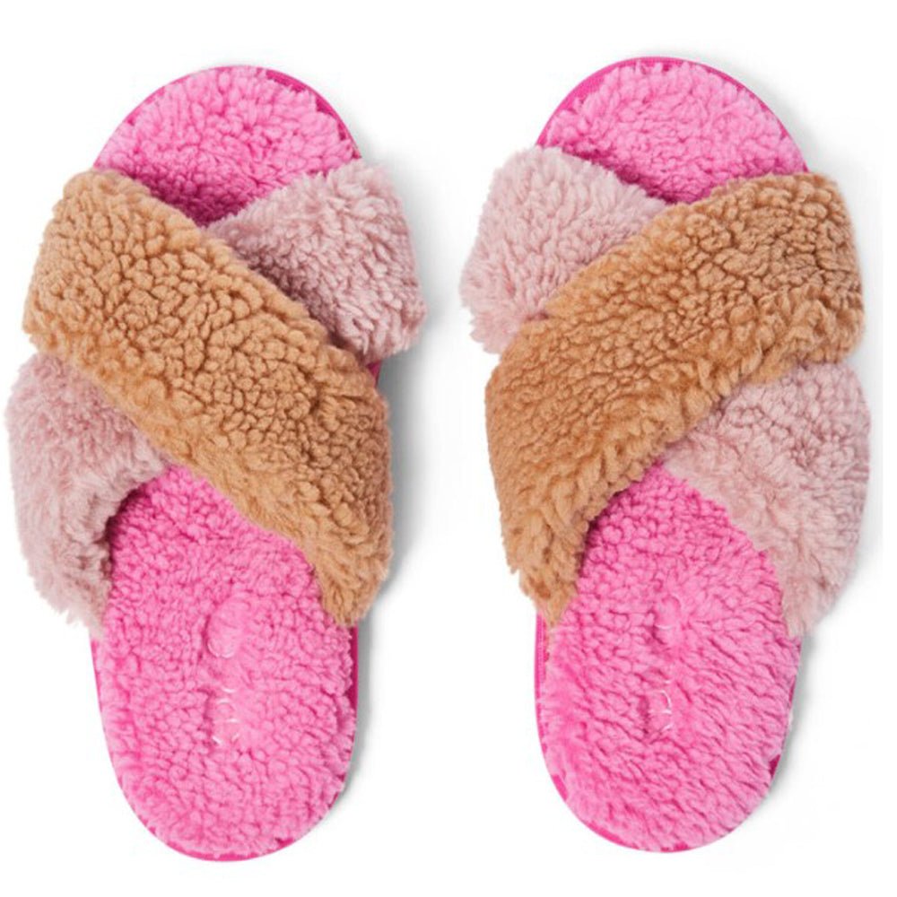 Soft Boucle Slippers for Women - Cozy Rose & Chocolate Design - Perfect for Relaxing at Home, Gift for Her